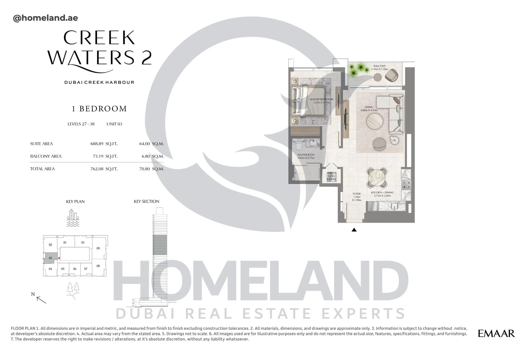 Creek Waters 2, 1BR, Levels 27-38, Unit 03, 762 SQFT