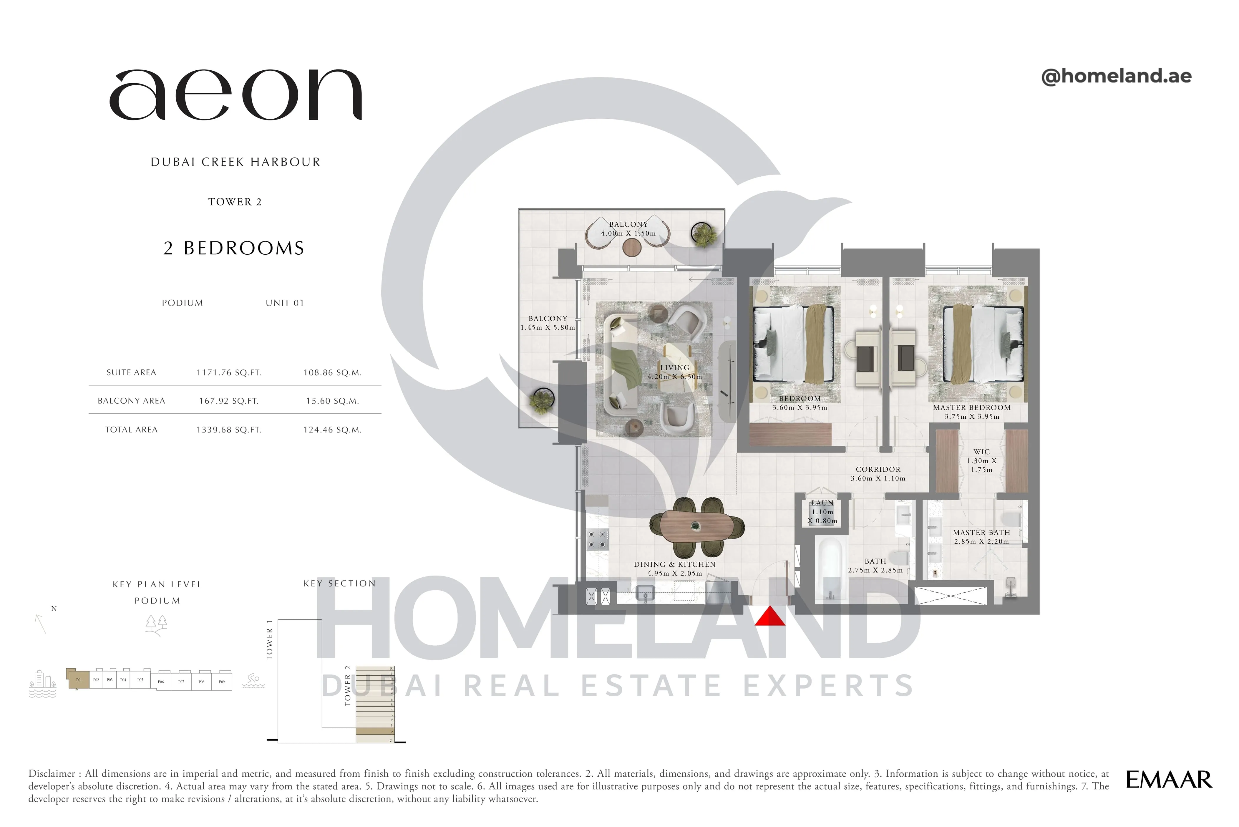 Aeon, Tower 2, 2 BR, Podium Level, Unit 01, 1339 SQFT