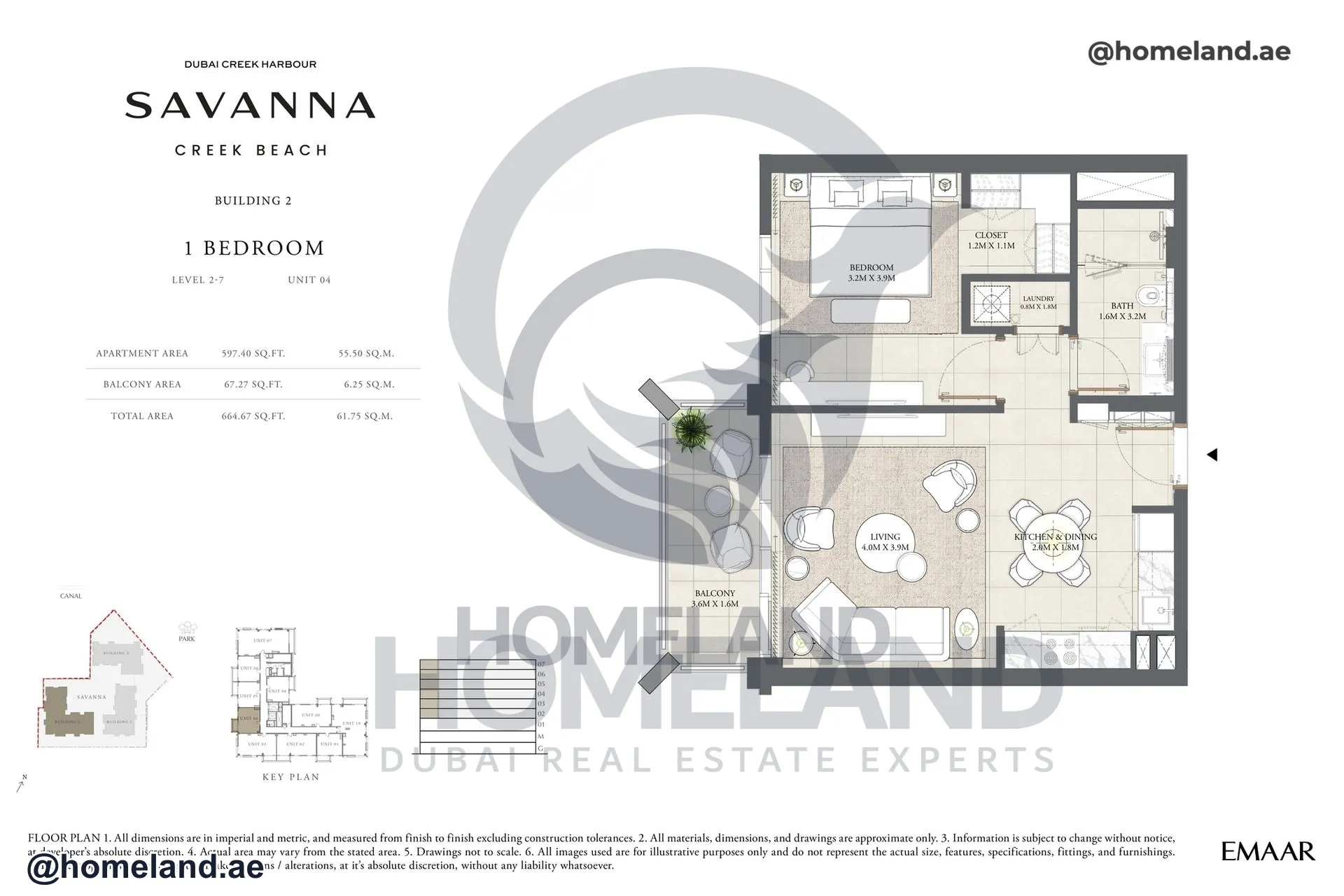 Savanna, Building 2, 1 BR, Level 2-7, Unit 04, 664 SQFT