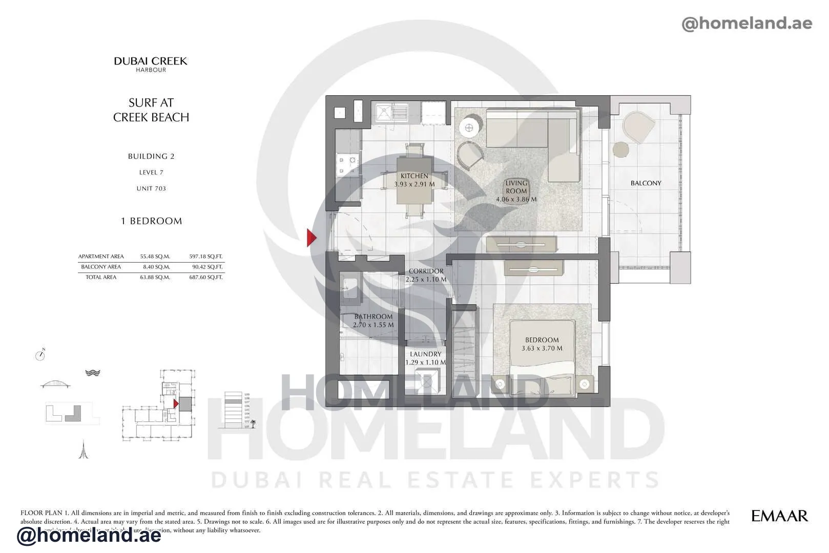 Surf, Building 2, Level 7, Unit 703, 1 BR, 687 SQFT