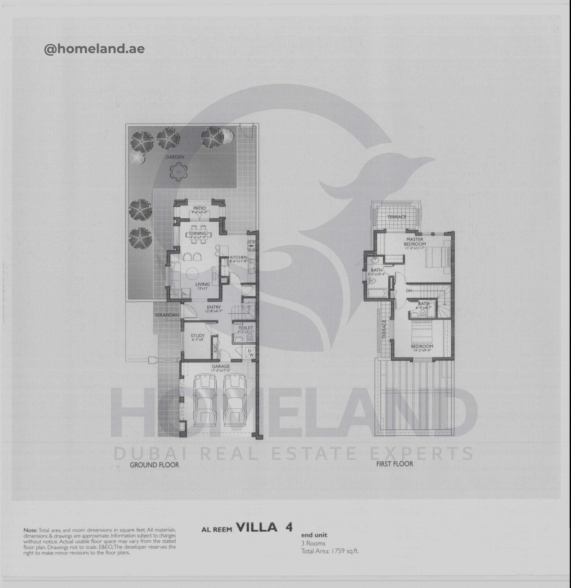 Al Reem 1, Villa 4, End Unit, 3 BR, 1759 SQFT