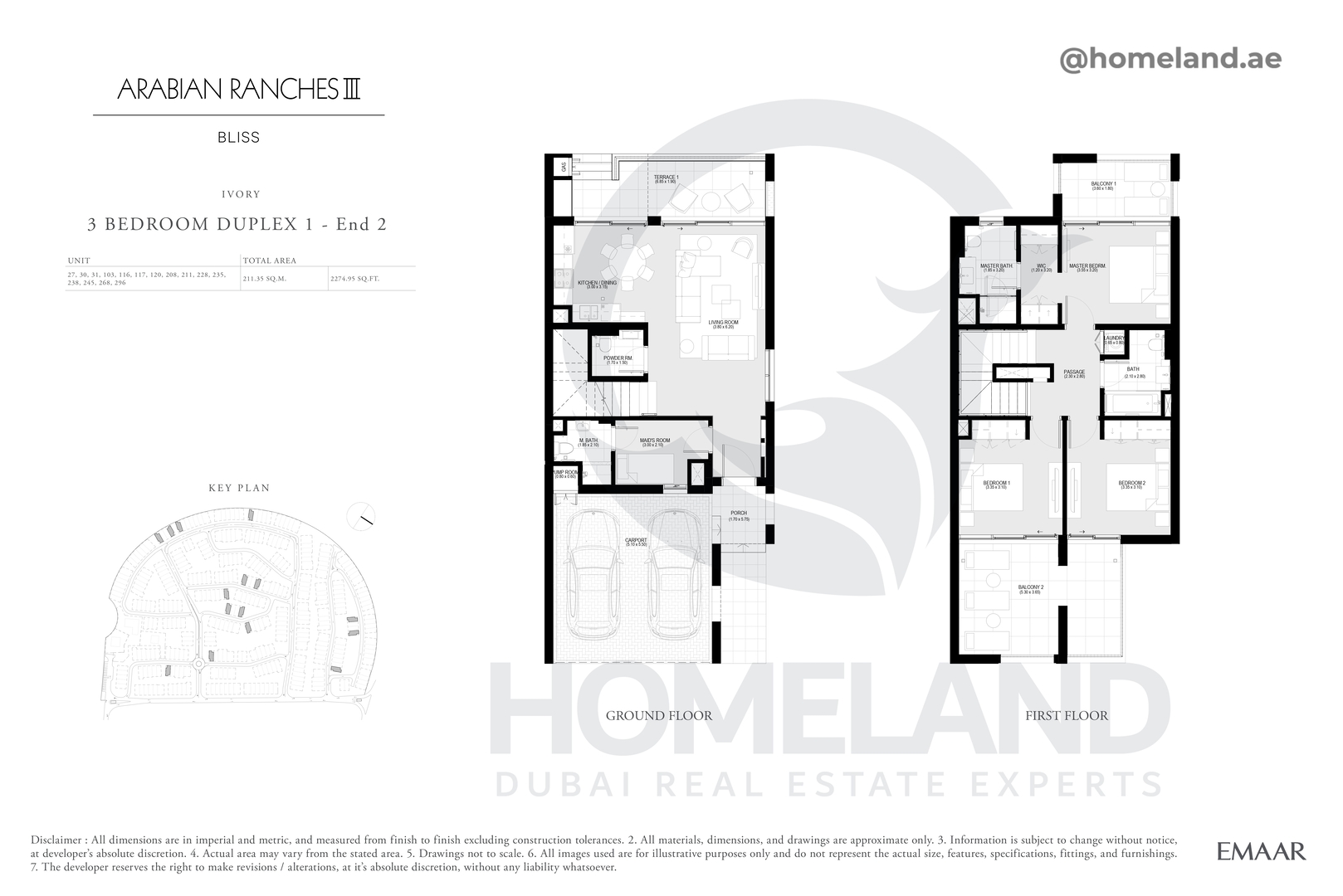 Bliss, Ivory, 3 BR Duplex - End 2, 2274 SQFT