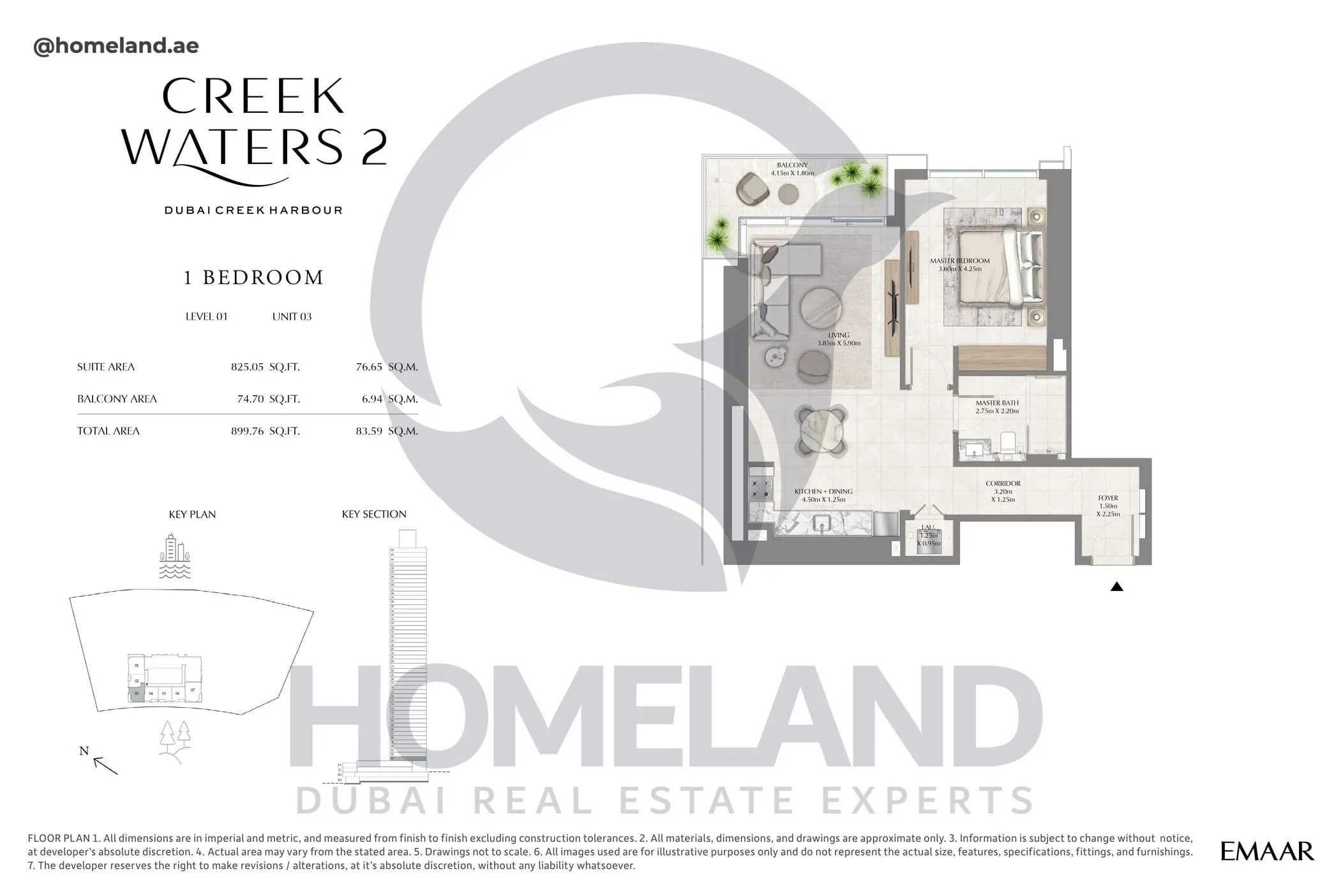 Creek Waters 2, 1BR, Levels 01, Unit 03, 899 SQFT