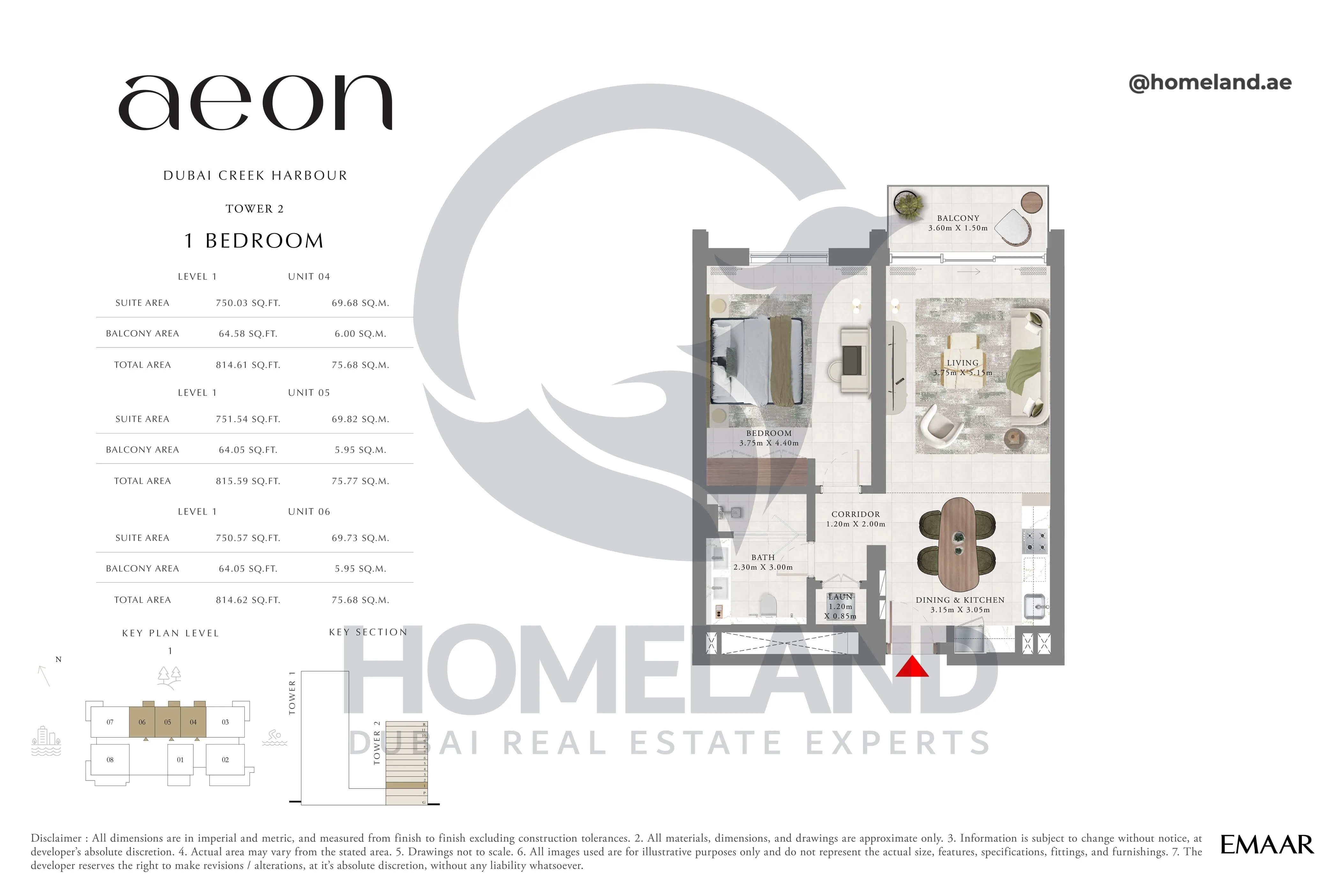 Aeon, Tower 2, 1 BR, Level 1, Unit 04-05-06, 815 SQFT