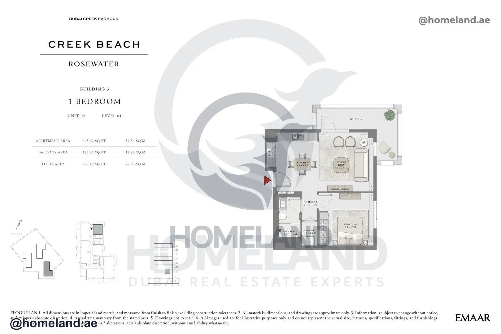 Rosewater, Building 3, 1 BR, Unit 02, Level 1, 785 SQFT