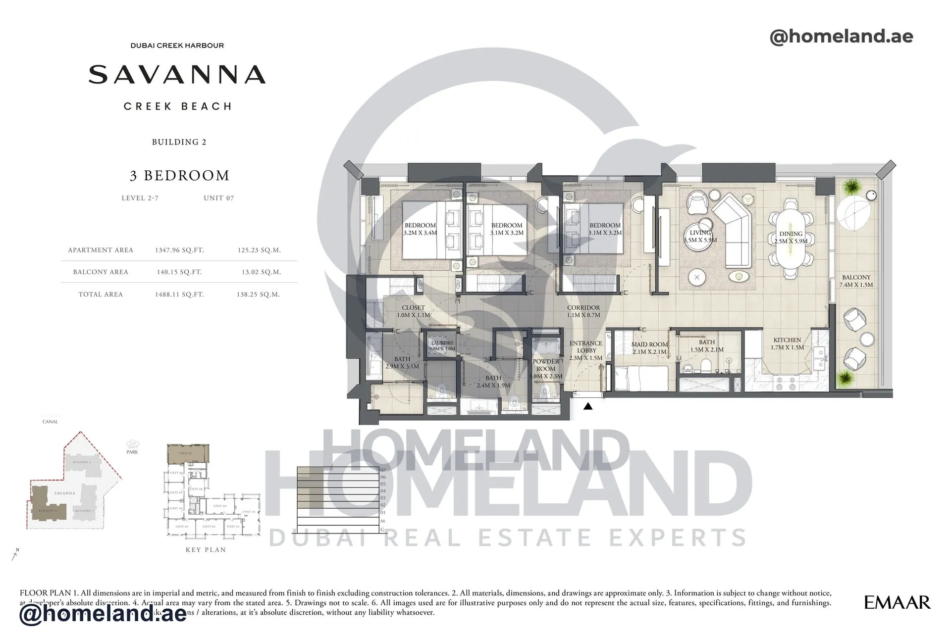 Savanna, Building 2, 3 BR, Level 2-7, Unit 07, 1488 SQFT