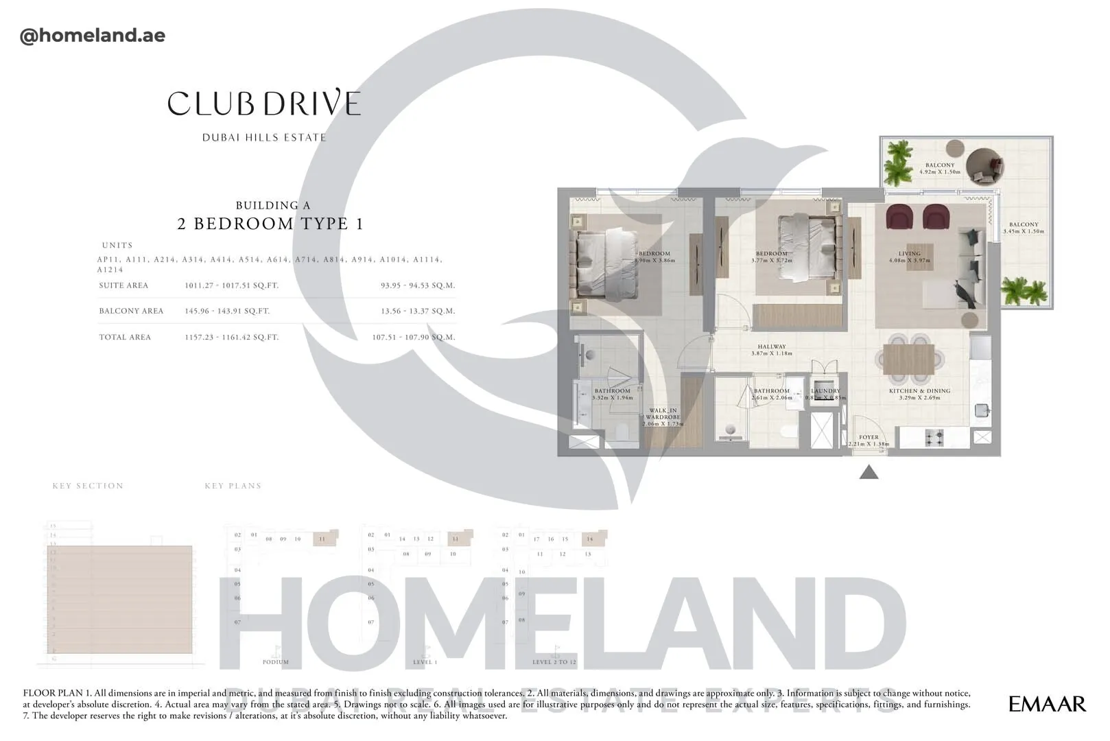 Club Drive, Buidling A, 2 BR, Type 1, 1161 SQFT