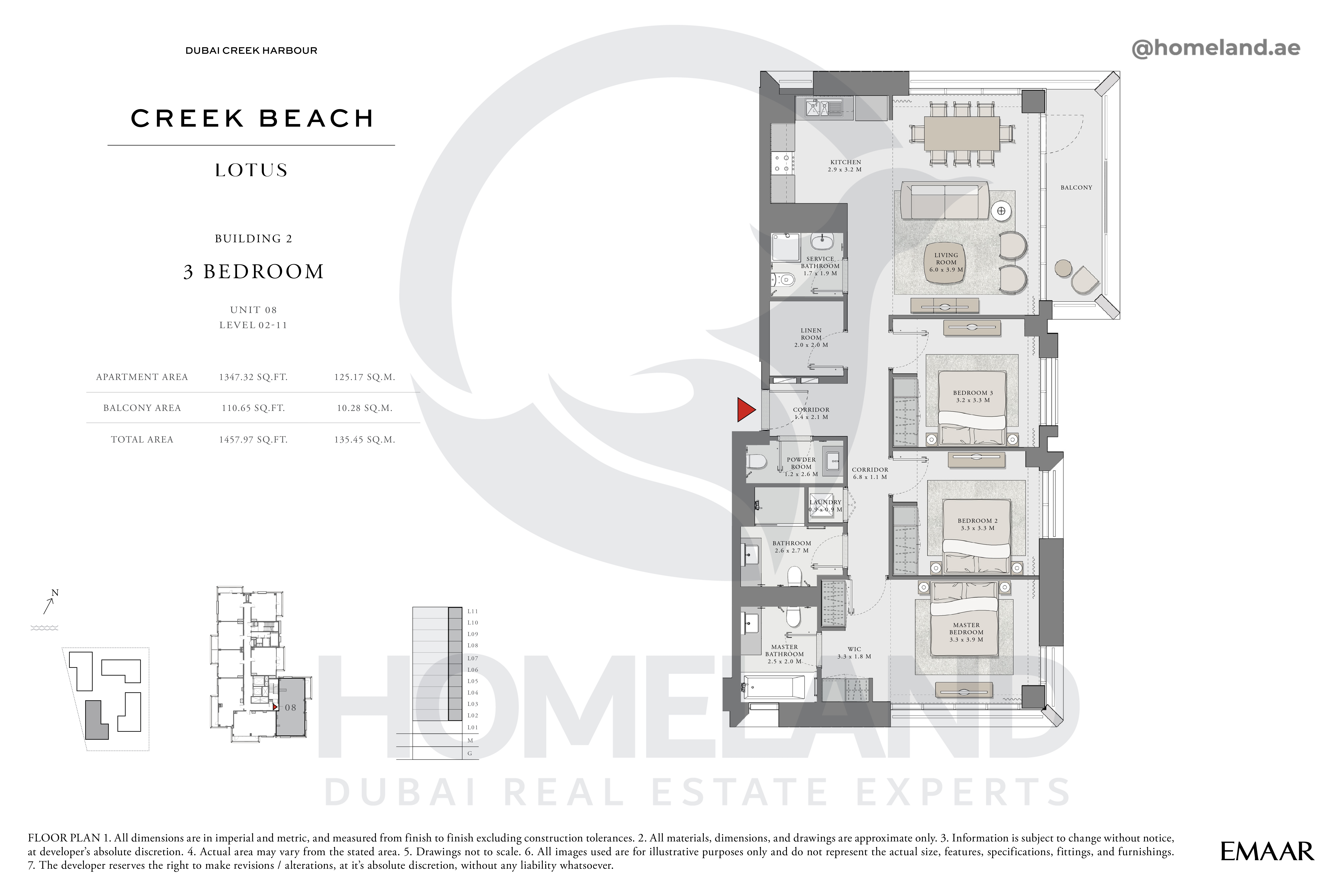 Lotus, 3 BR, Unit 08, Level 2-11, 1457 SQFT