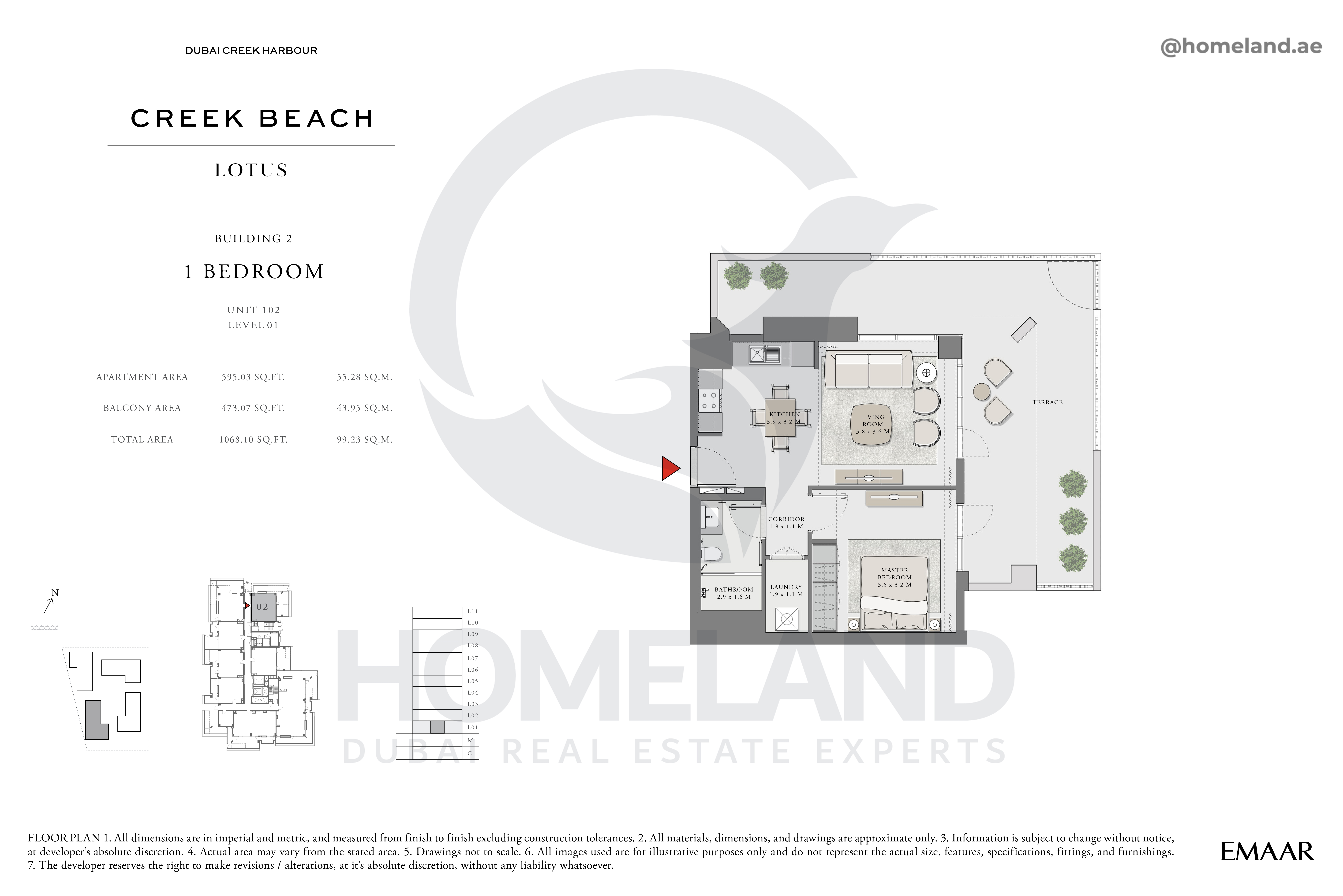 Lotus, 1 BR, Unit 101, Level 1, 1068 SQFT