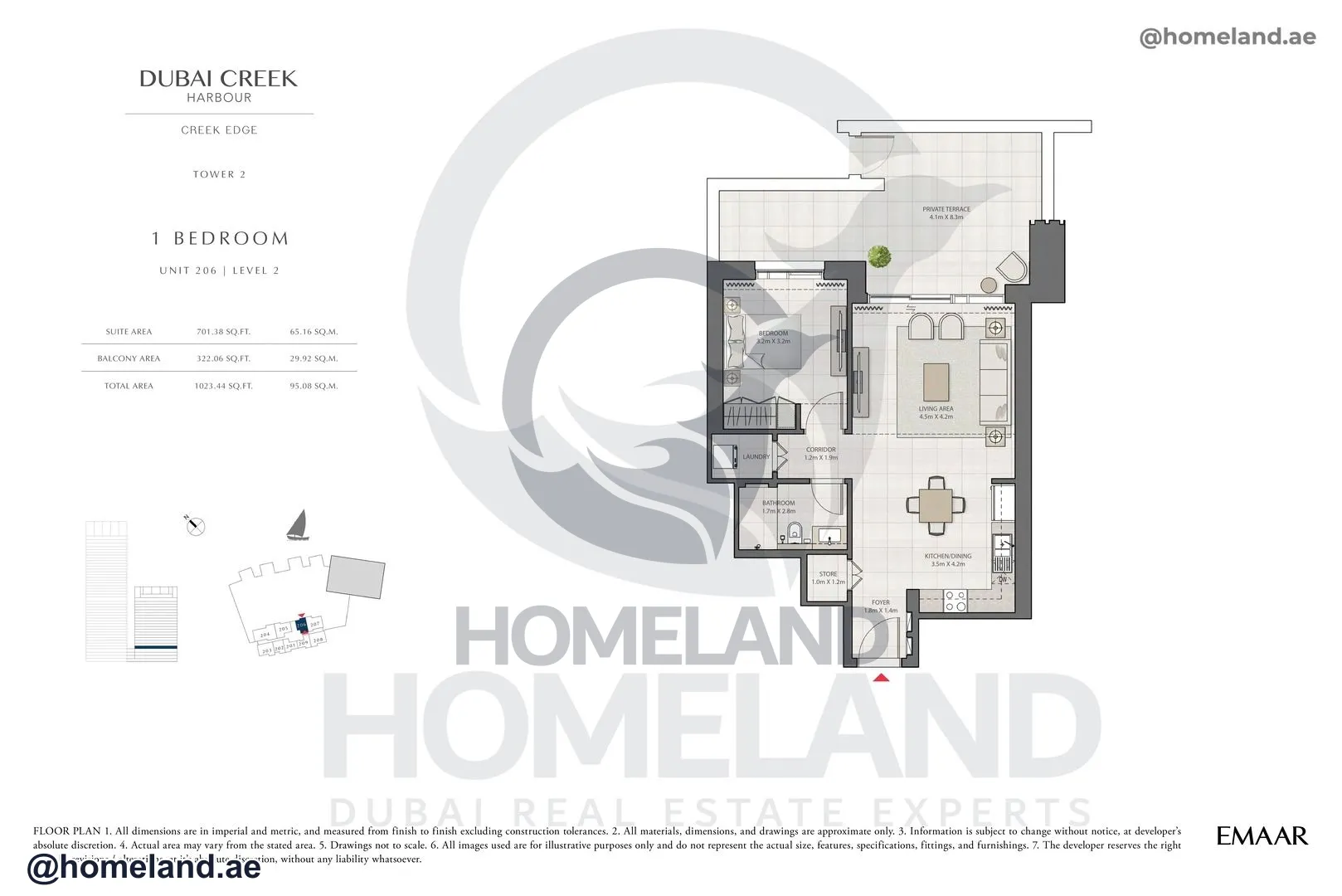 Creek Edge, Tower 2, 1 BR, Unit 206, Level 2, 1023 SQFT