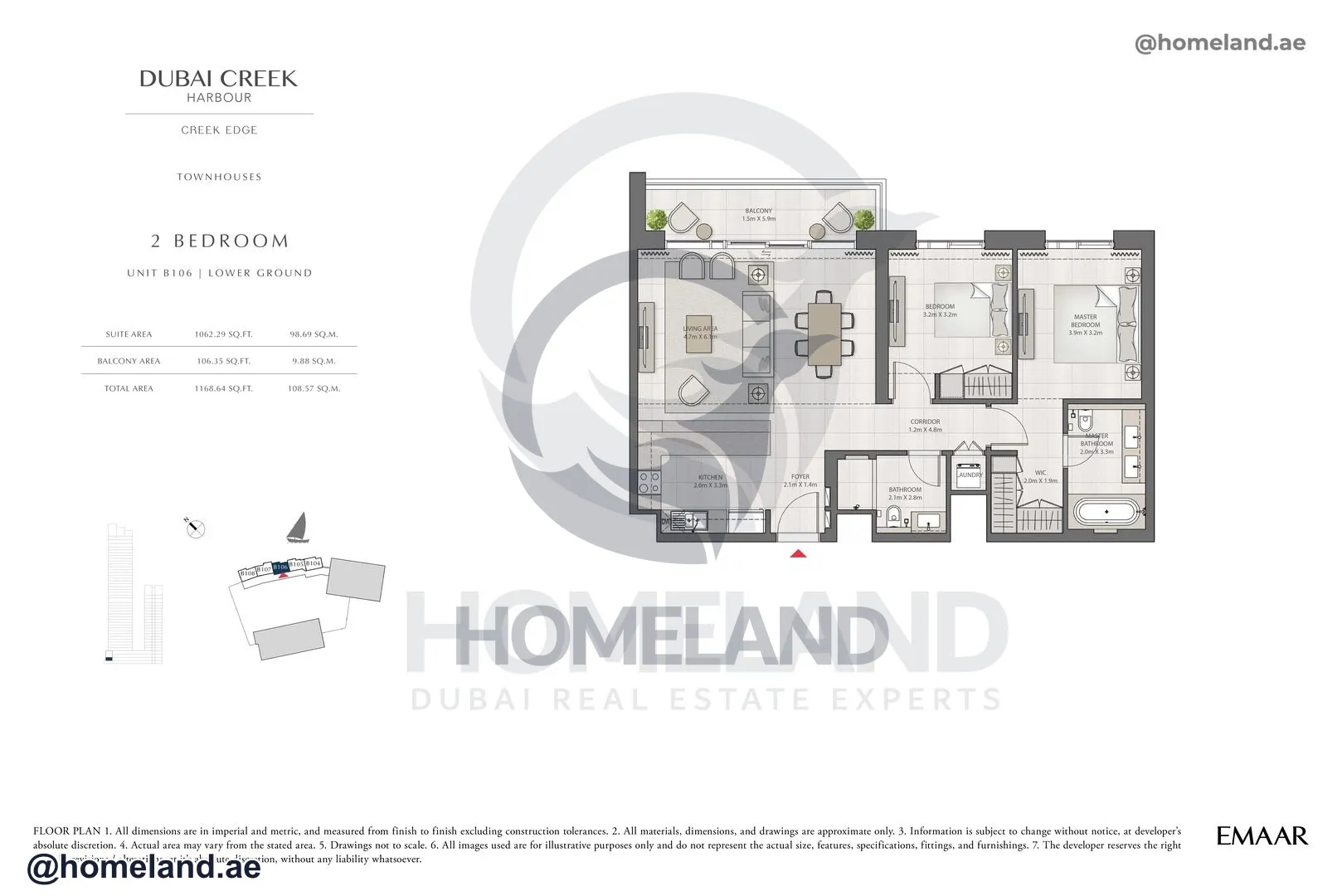 Creek Edge, Tower 2, 2 BR, Unit B106, Lower Ground, 1168 SQFT