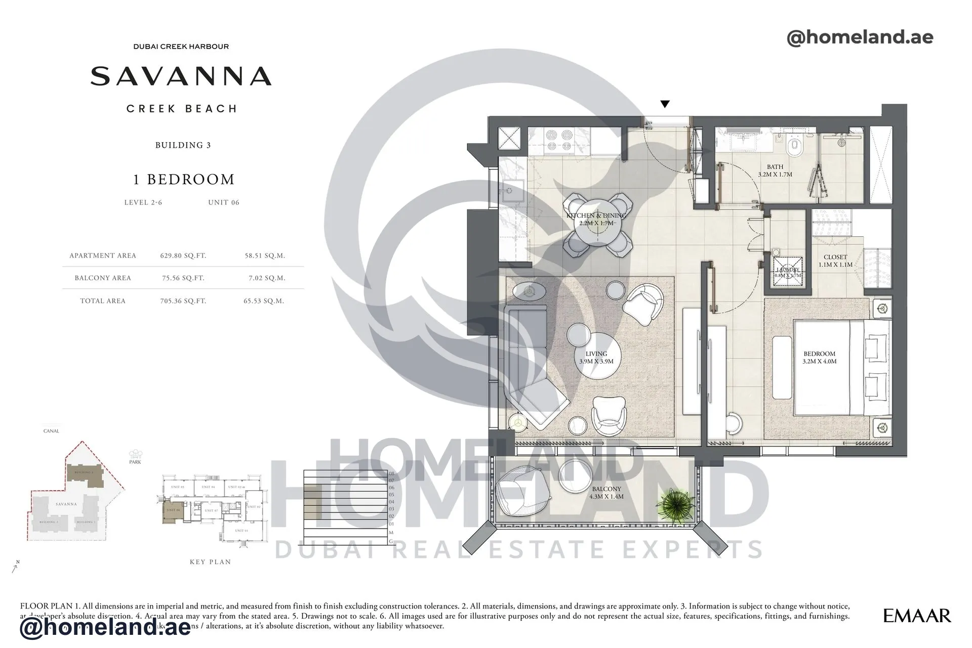 Savanna, Building 3, 1 BR, Level 2-6, Unit 06, 705 SQFT