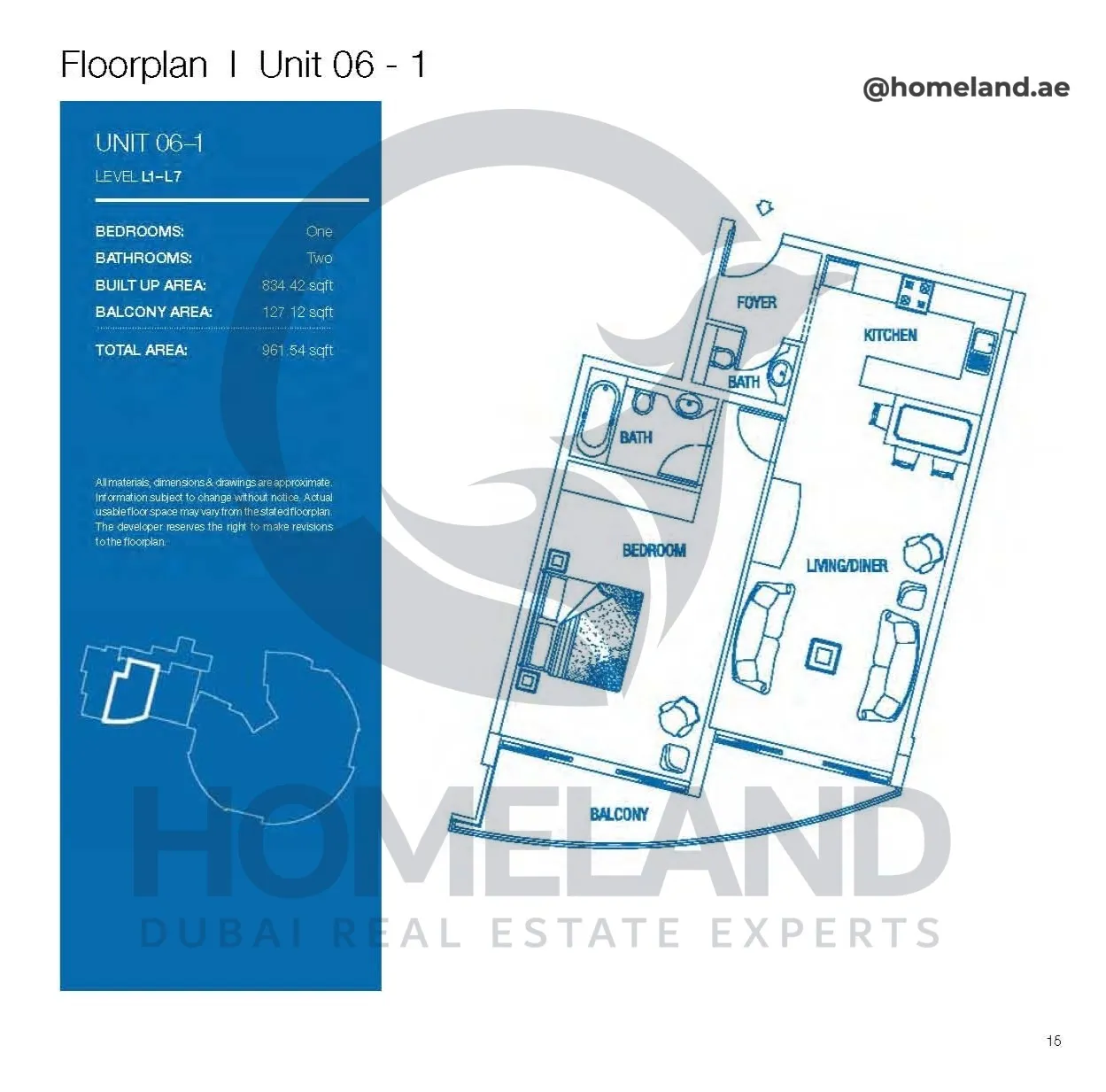 Atlantic Tower, 1 BR, Level L1-L7, Unit 06-1, 961 SQFT