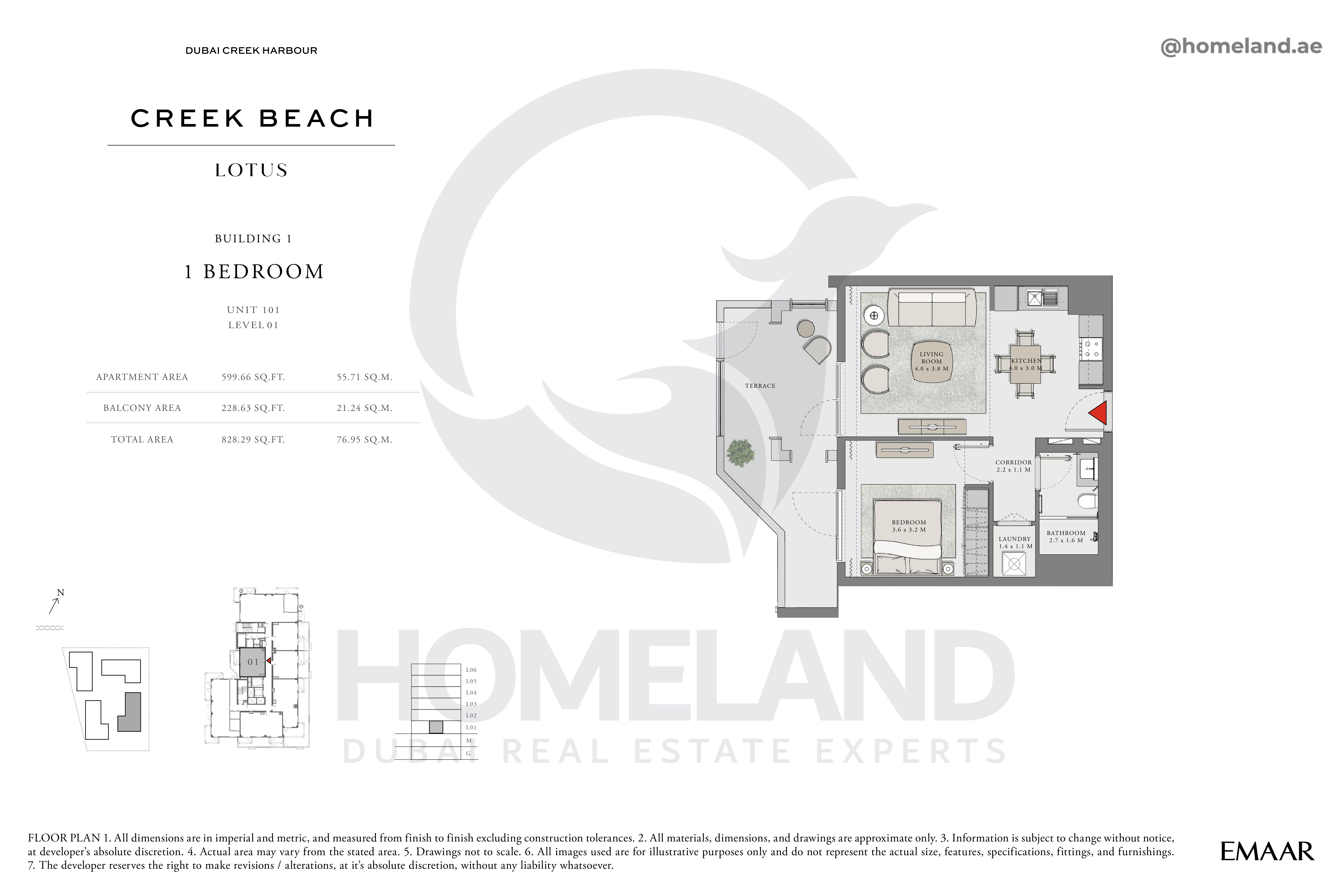 Lotus, 1 BR, Unit 101, Level 1, 828 SQFT
