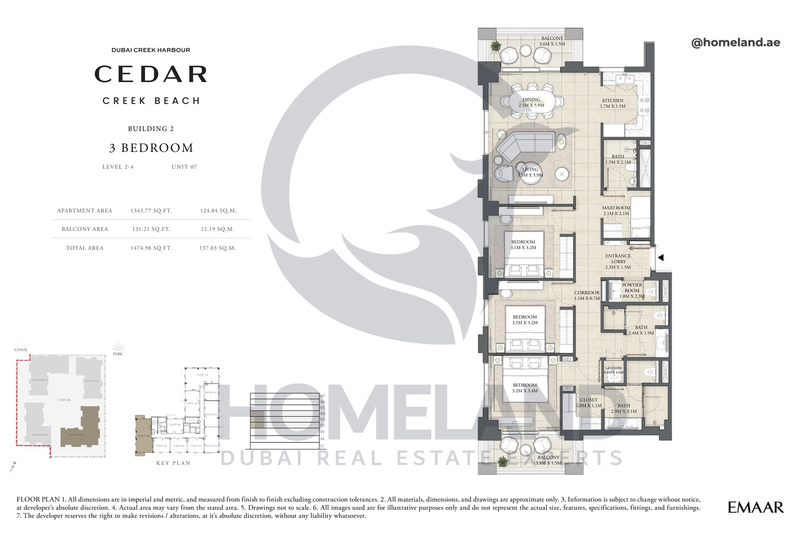 Cedar, Building 2, 3 BR, Level 2-4, Unit 07, 1474 SQFT