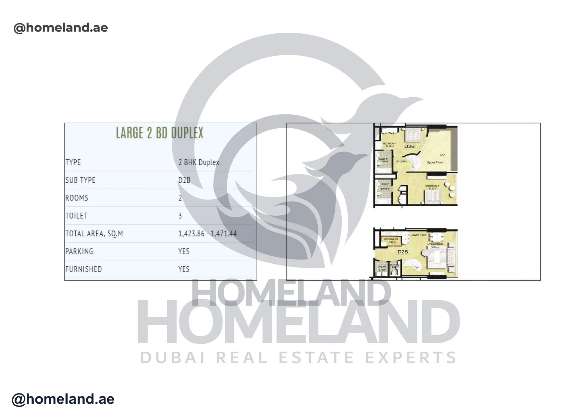 Sky Gardens, 2BR Duplex, Type D2B, 1471 SQFT