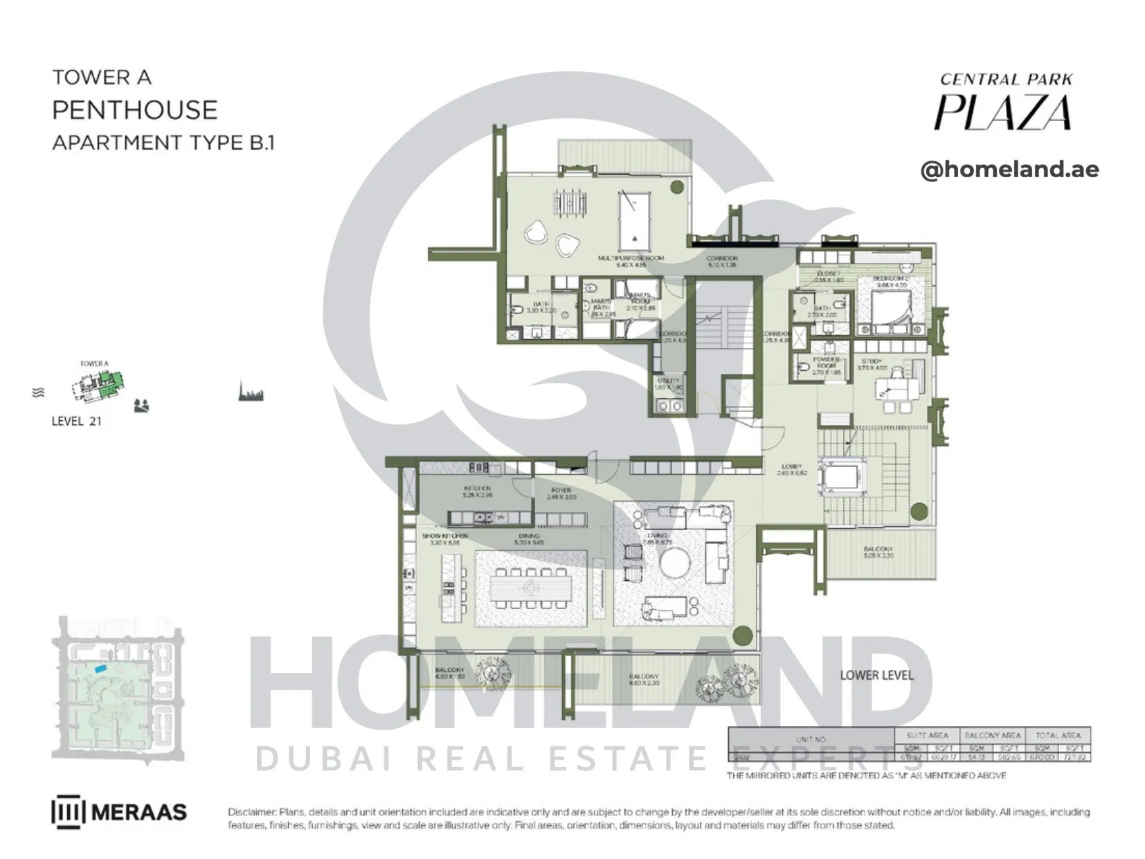 Central Park Plaza, Tower A, Penthouse, Type B.1, Level 21, 7211 SQFT