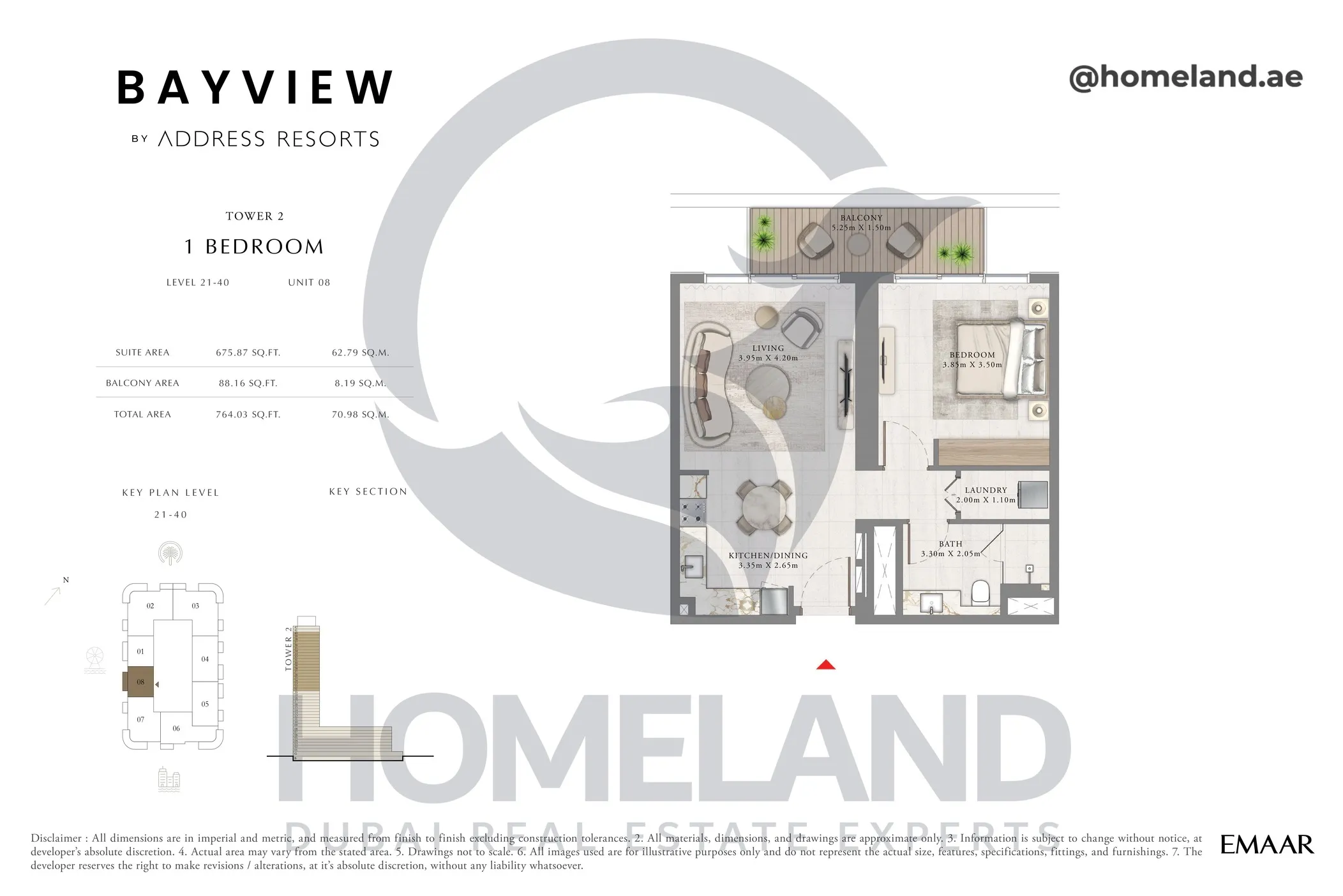 Bayview T2, 1 BR, Level 21-40, Unit 08, 764 SQFT