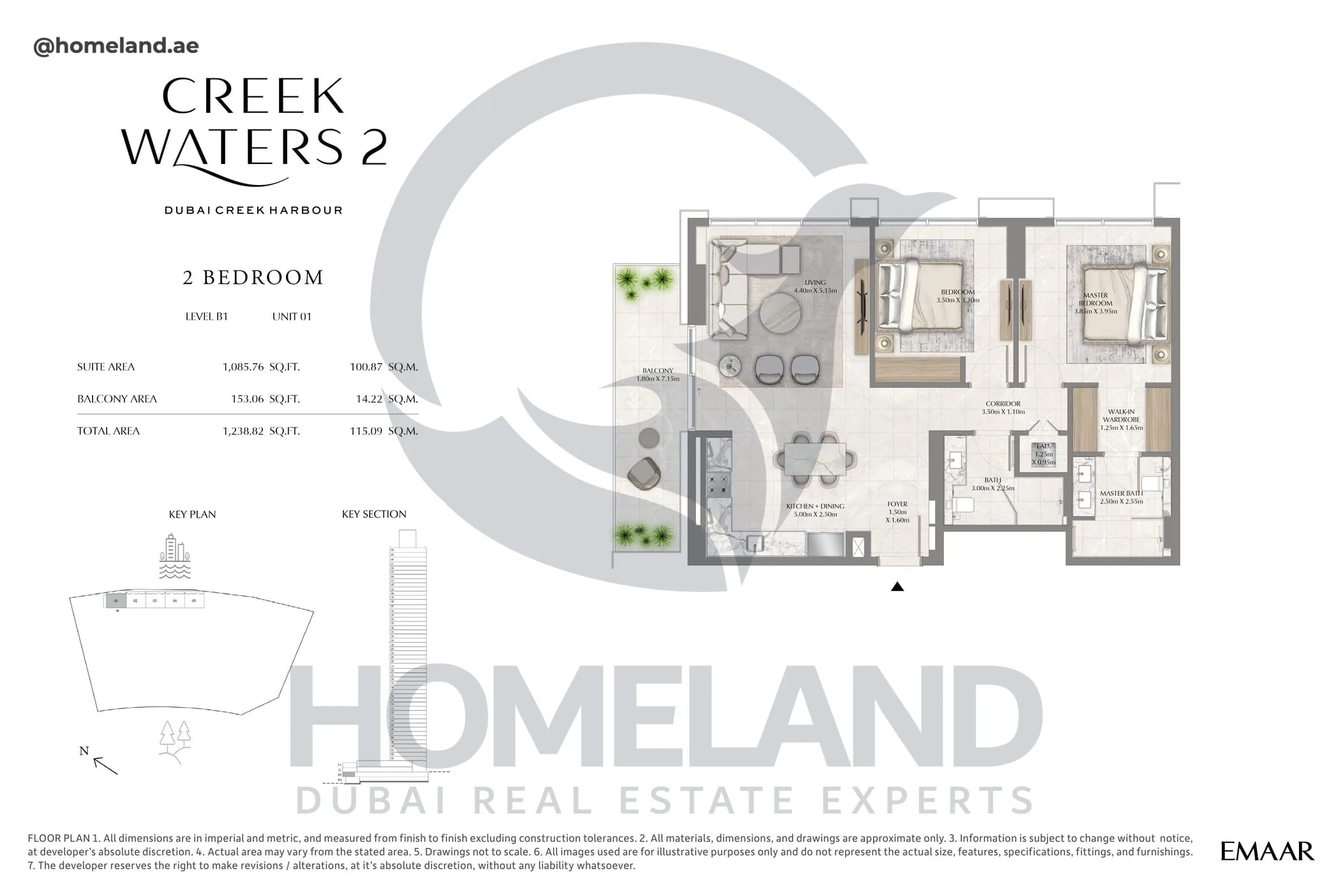 Creek Waters 2, 2BR, Levels B1, Unit 01, 1238 SQFT