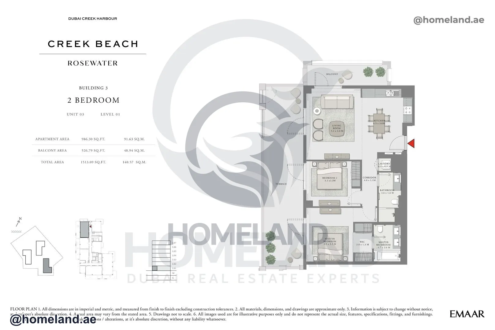 Rosewater, Building 3, 2 BR, Unit 03, Level 1, 1513 SQFT