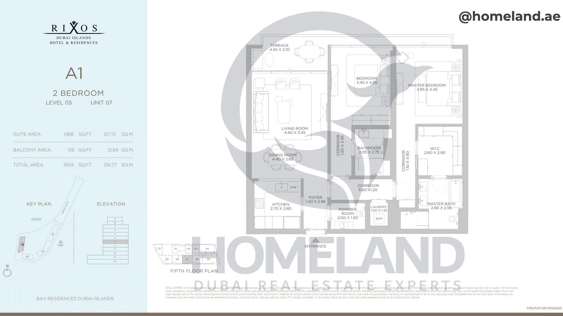 Rixos, A1, 2 BR, Level 5, Unit 07, 1504 SQFT