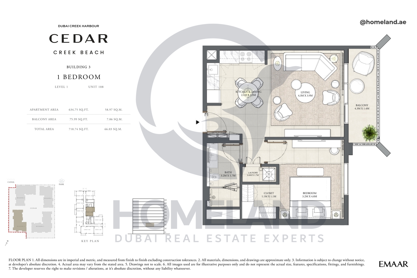 Cedar, Building 3, 1 BR, Level 1, Unit 108, 710 SQFT