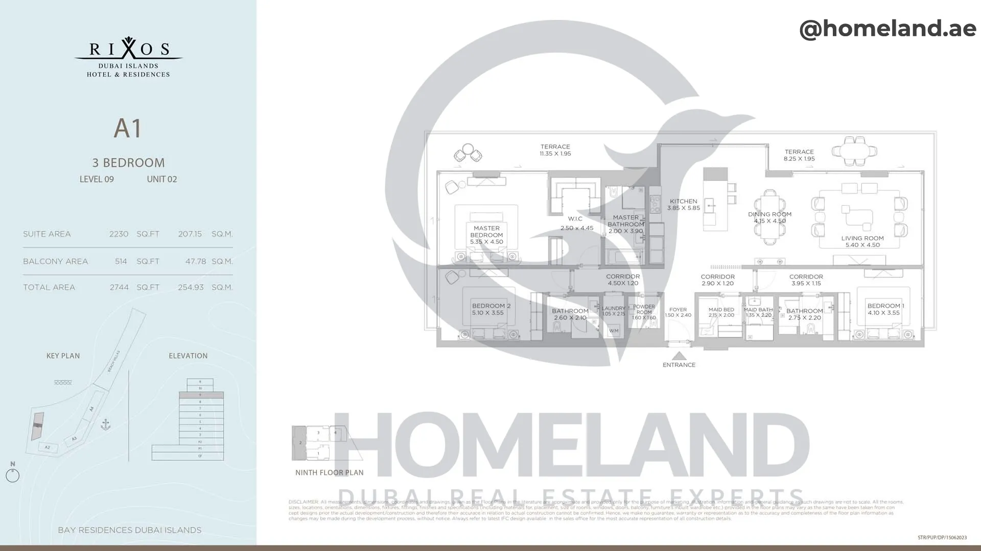 Rixos, A1, 3 BR, Level 9, Unit 02, 2744 SQFT