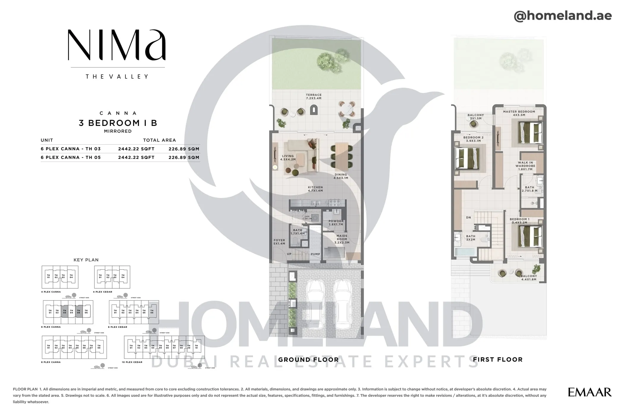 Nima, Canna, 3 BR, Type B Mirrored, Unit 6 Plex Canna TH 03 - 6 Plex Canna TH 05, 2244 SQFT