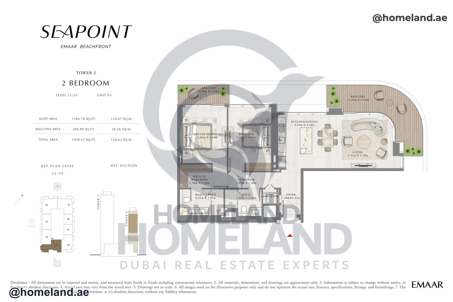Seapoint Tower 2, 2 BR, Level 21-39, Unit 03, 1470 SQFT