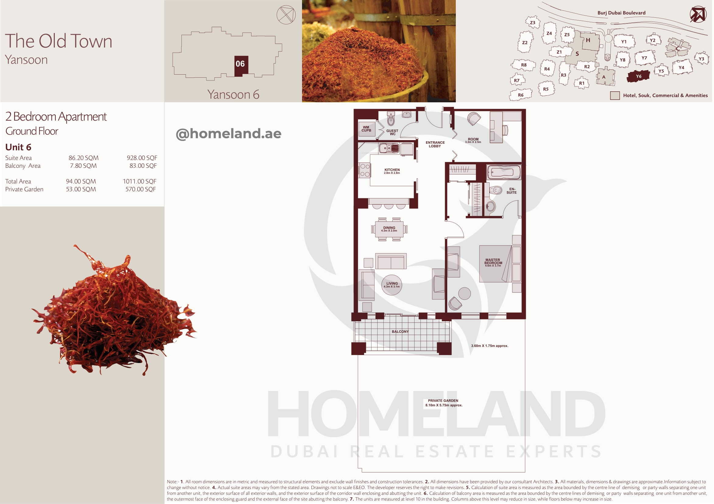 The Old Town Yansoon 6, Ground Floor, 2 BR, Unit 6, 1011+Garden SQFT