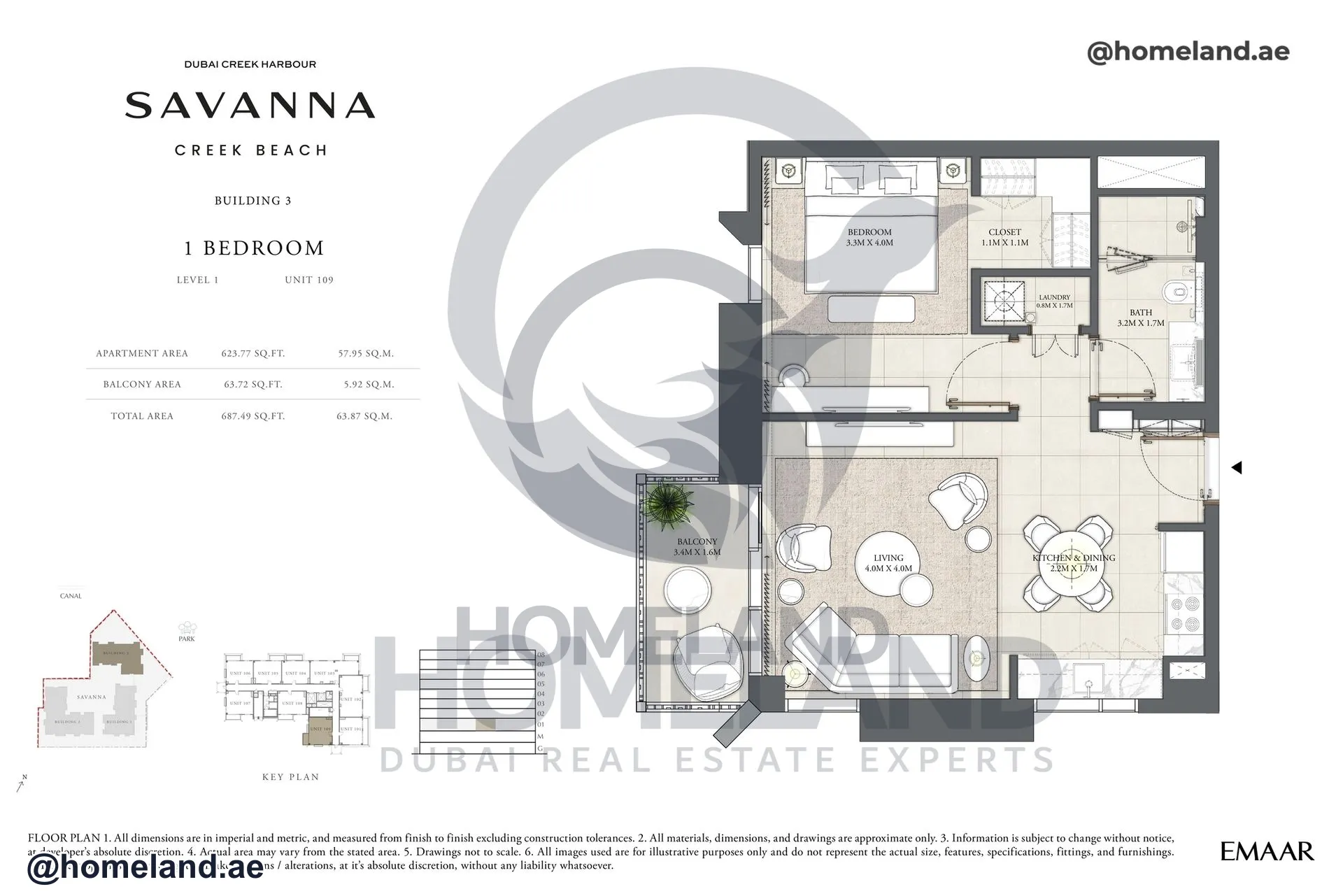 Savanna, Building 3, 1 BR, Level 1, Unit 109, 687 SQFT