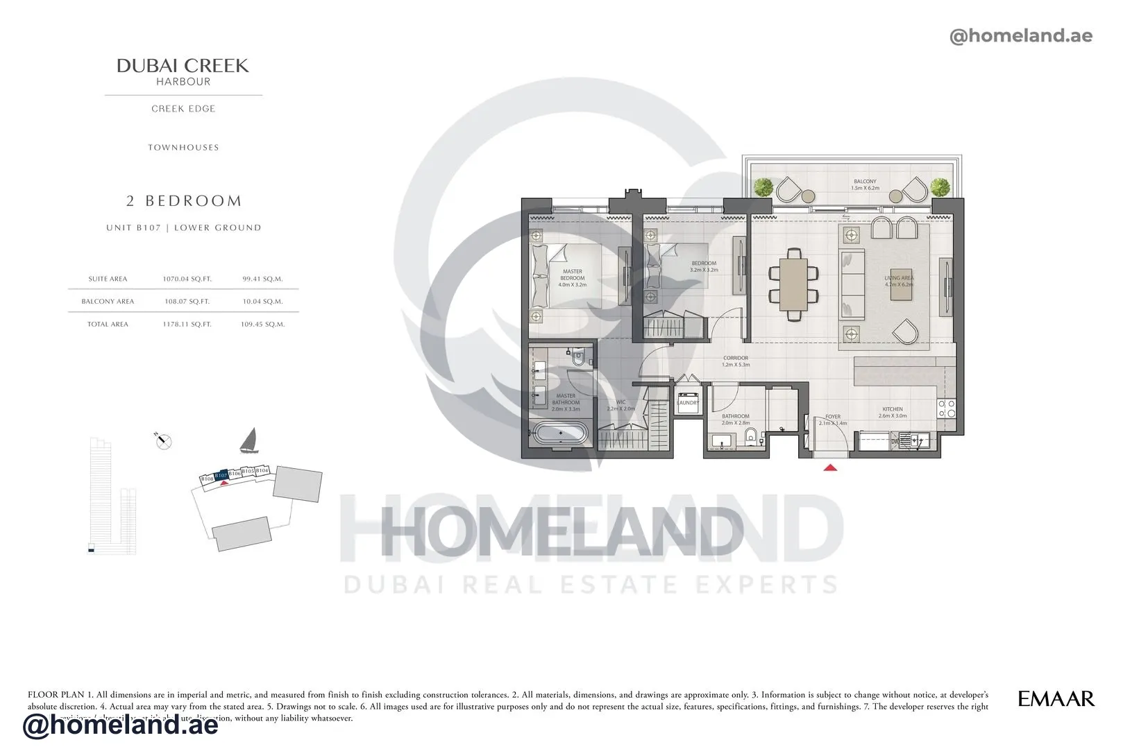 Creek Edge, Tower 2, 2 BR, Unit B107, Lower Ground, 1178 SQFT