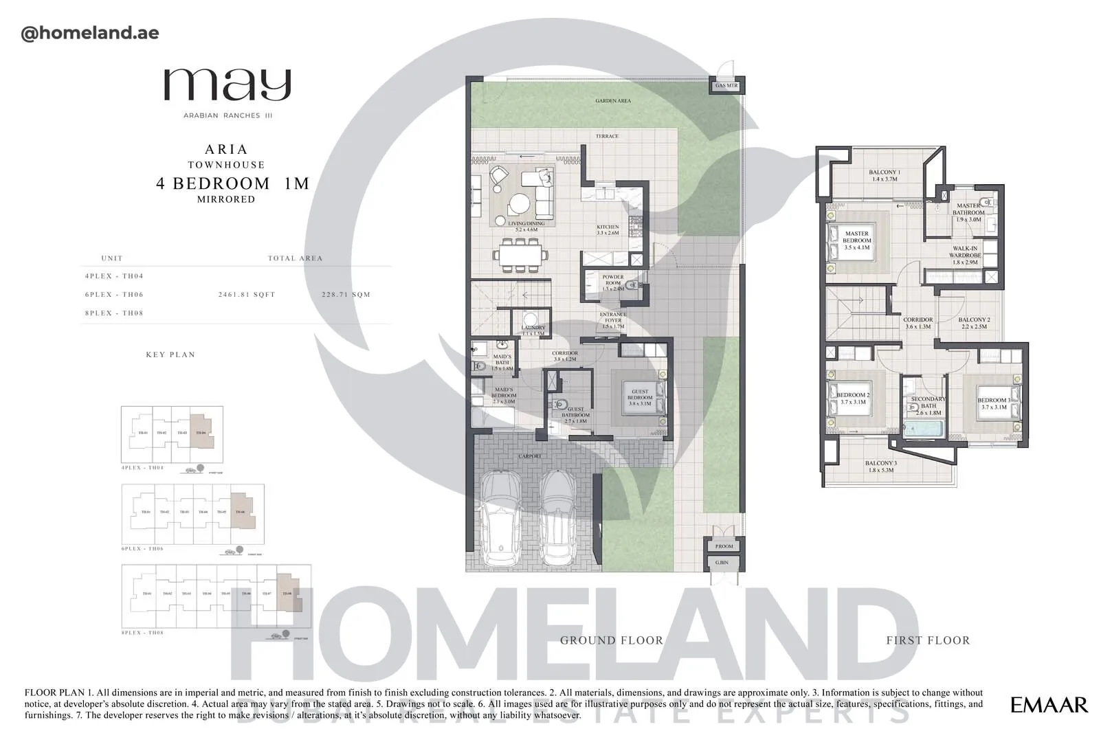 May, Aria, Townhouse, 4BR 1M, Unit 4PLEX -TH04 - 6PLEX TH06 - 8PLEX TH08, 2461 SQFT