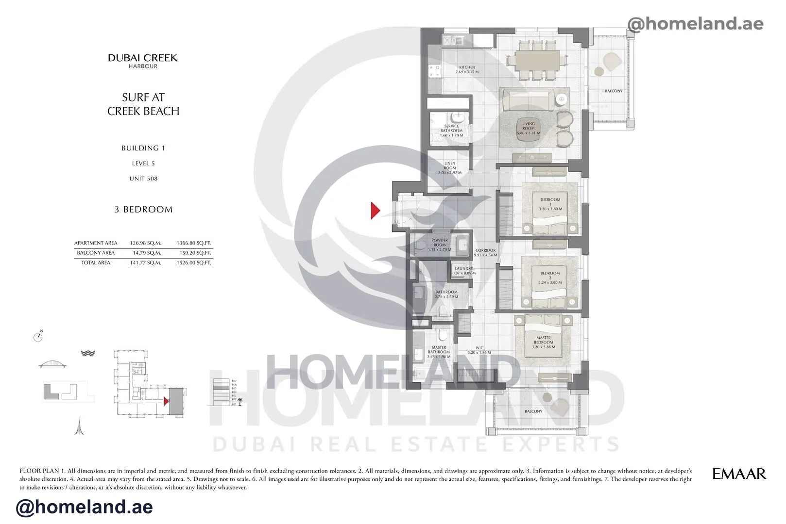 Surf, Building 1, Level 5, Unit 508, 3 BR, 1526 SQFT
