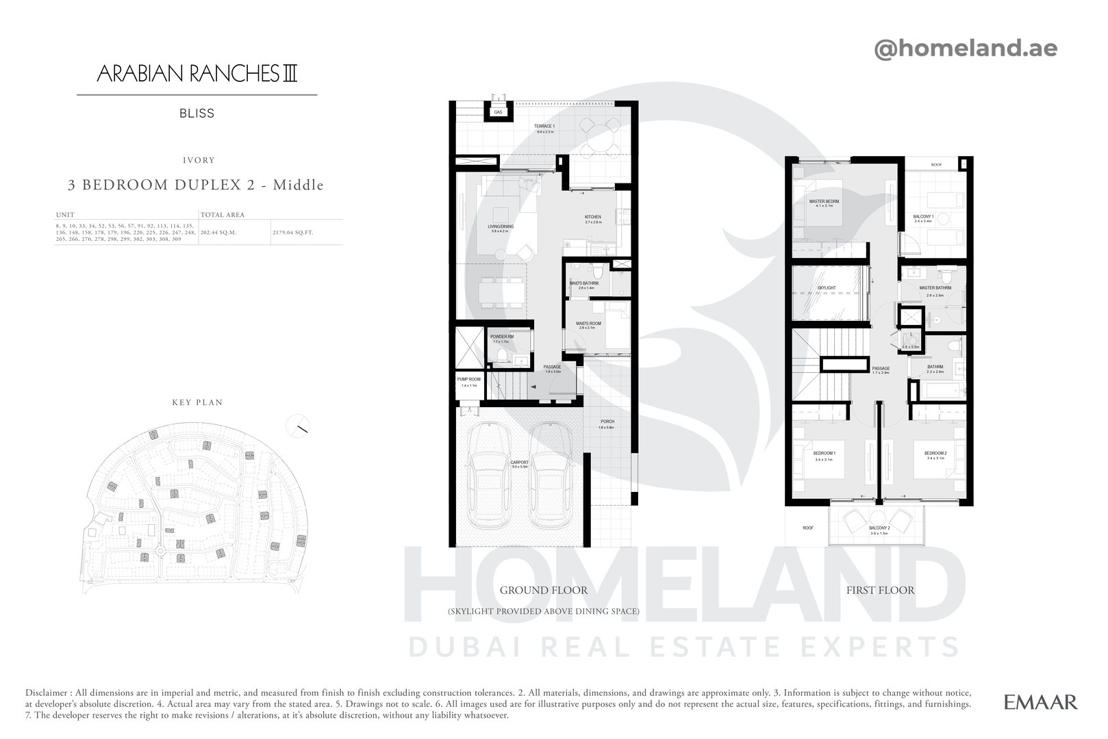 Bliss, Ivory, 3 BR Duplex 2 - Middle, 2179 SQFT