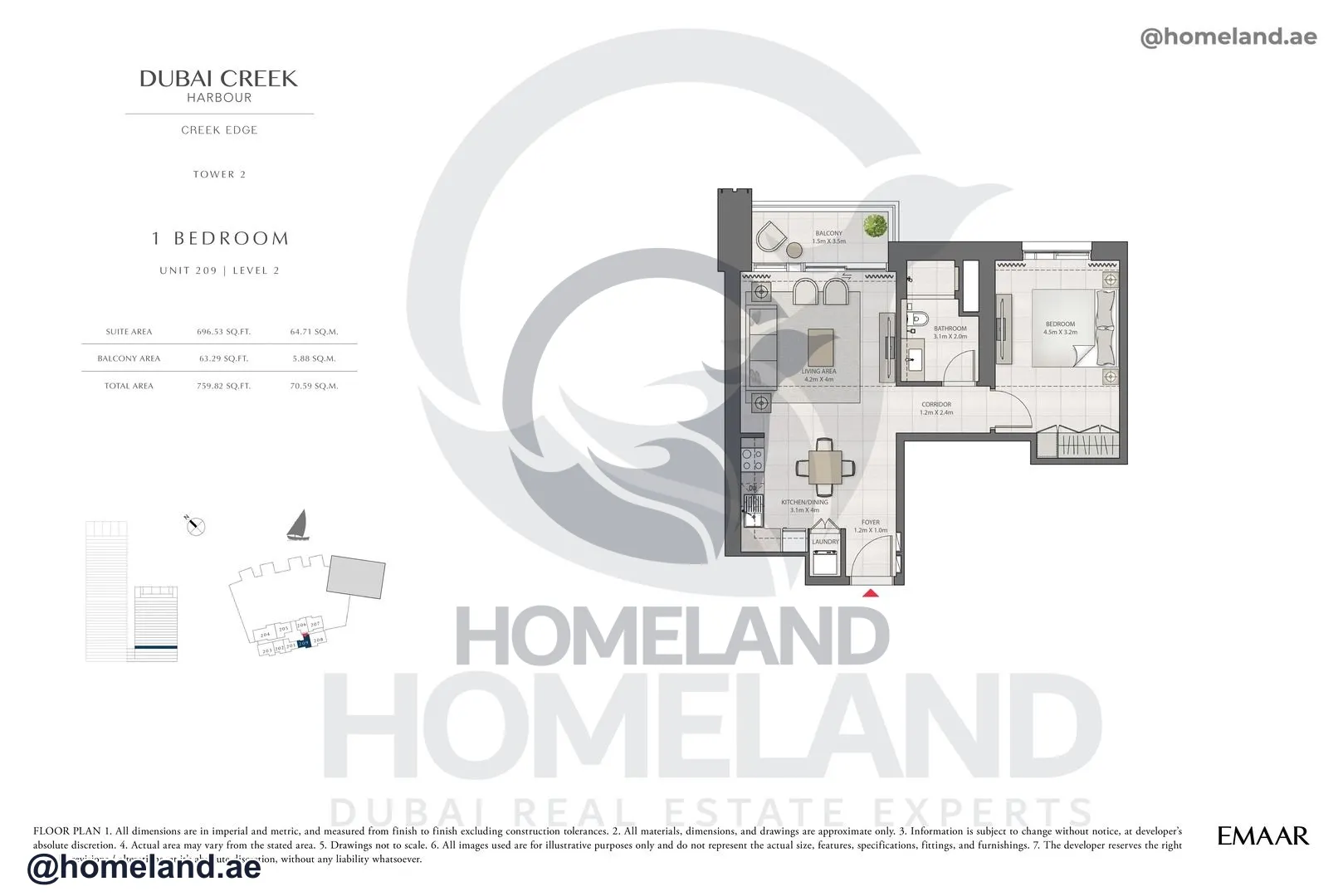 Creek Edge, Tower 2, 1 BR, Unit 209, Level 2, 759 SQFT