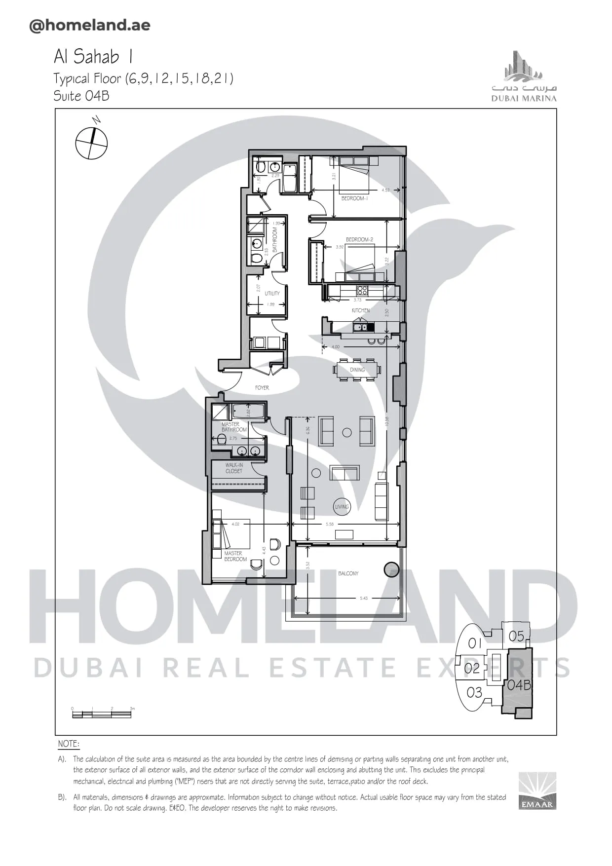 Al Sahab 1, Typical Floor (6-9-12-15-18-21), Suite 04B