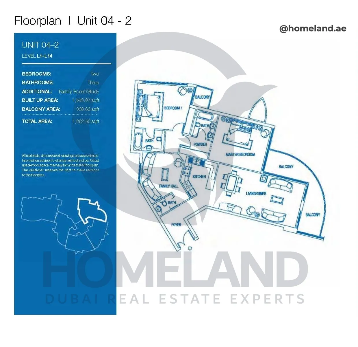 Atlantic Tower, 2 BR, Level L1-L14, Unit 04-2, 1882 SQFT