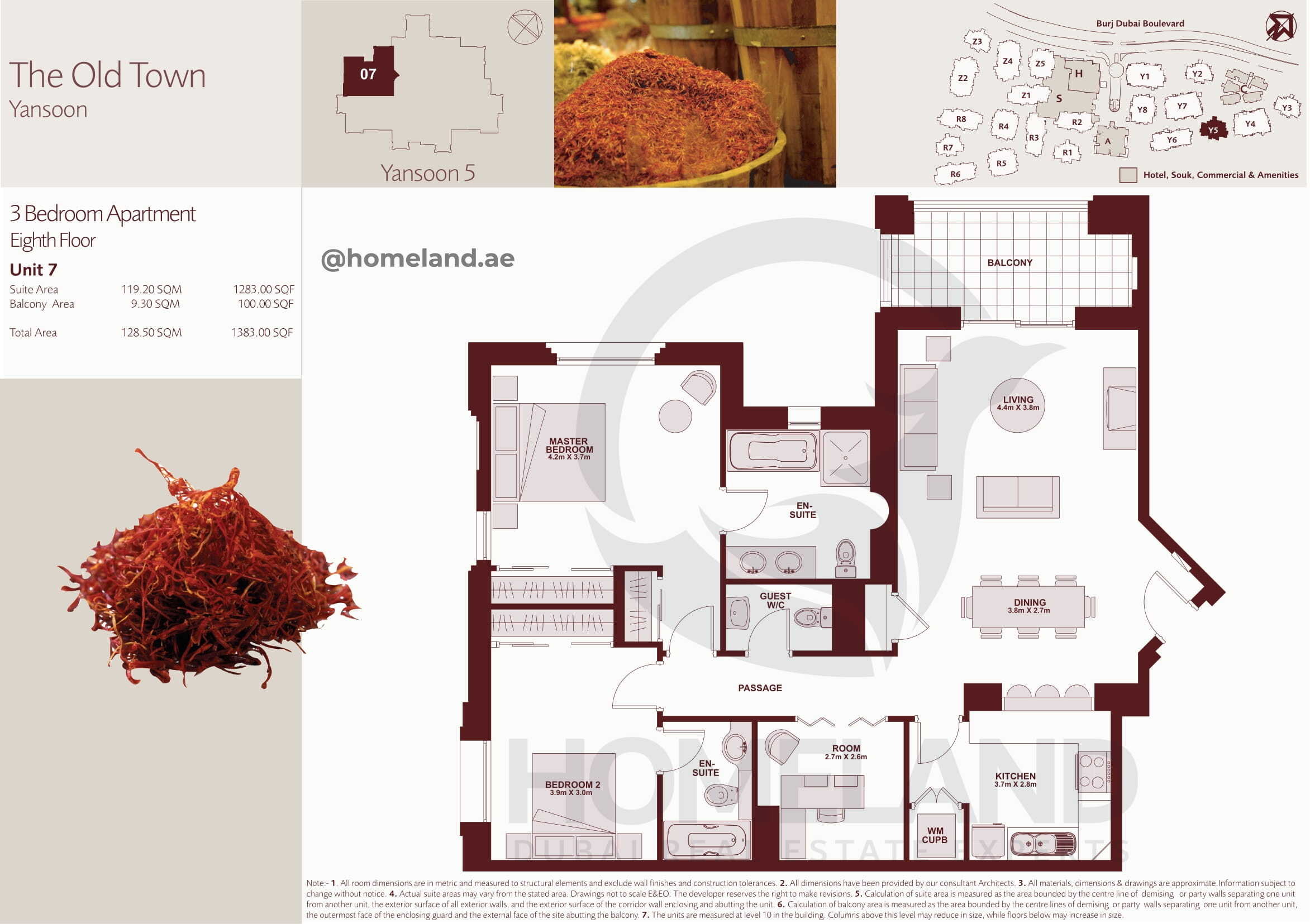 The Old Town Yansoon 5, Eight Floor, 3 BR, Unit 7, 1383 SQFT
