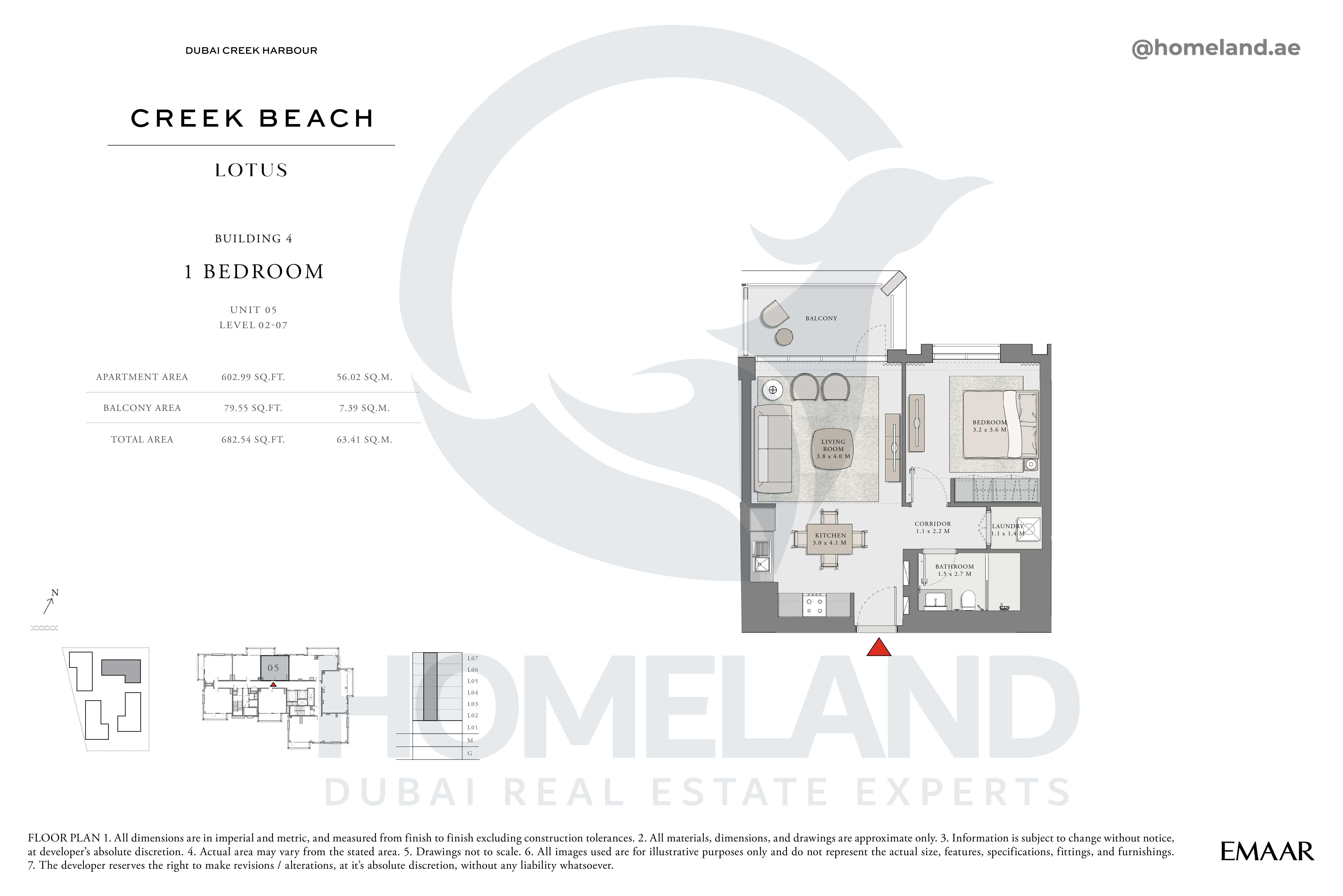 Lotus, 1 BR, Unit 05, Level 2-7, 682 SQFT