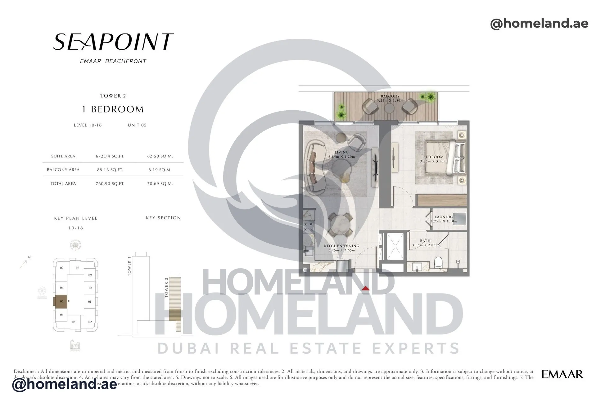 Seapoint Tower 2, 1 BR, Level 10-18, Unit 05, 760 SQFT