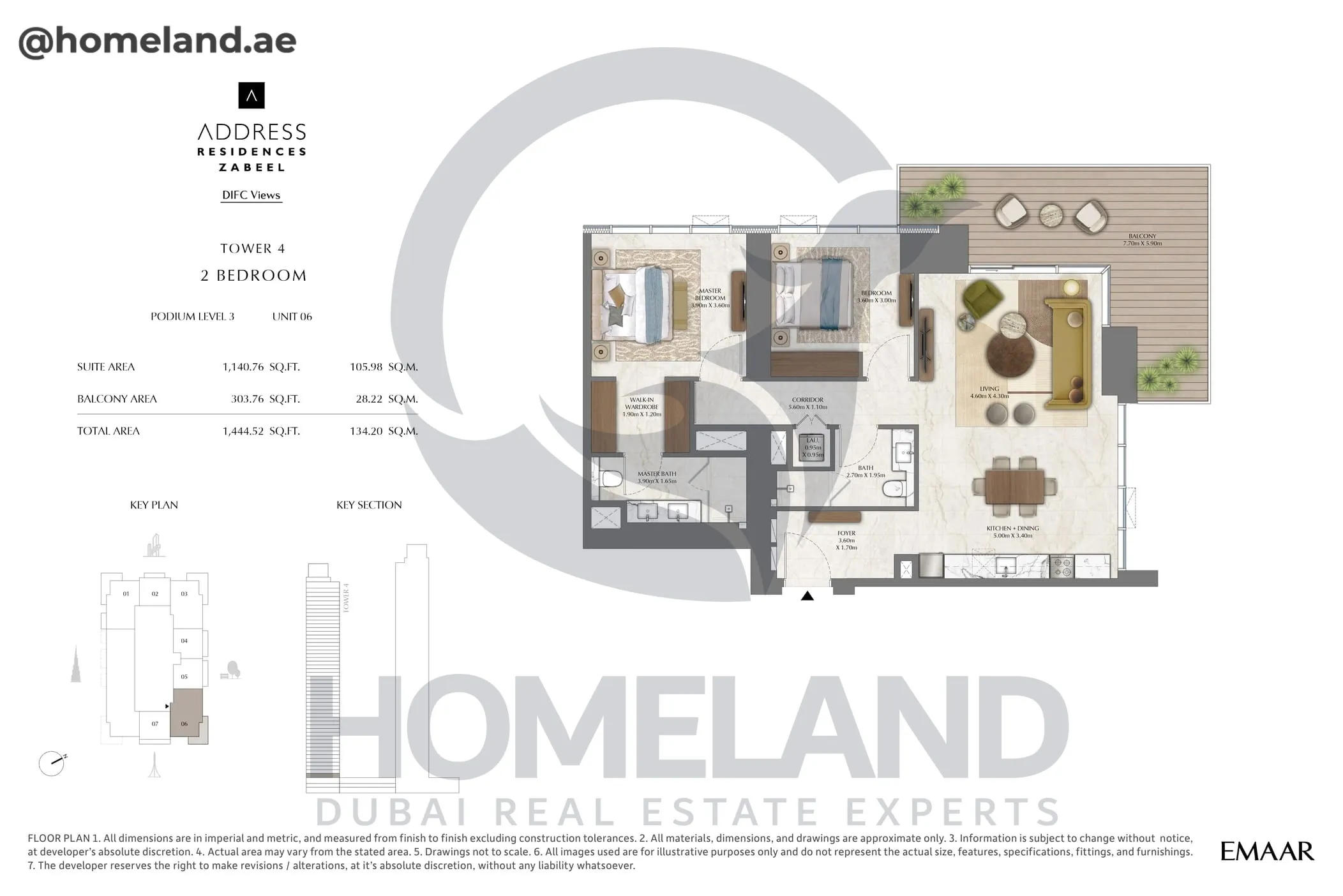 Address Residences Zabeel, Tower 4, 2BR, Podium Level 3, Unit 06, 1444 SQFT