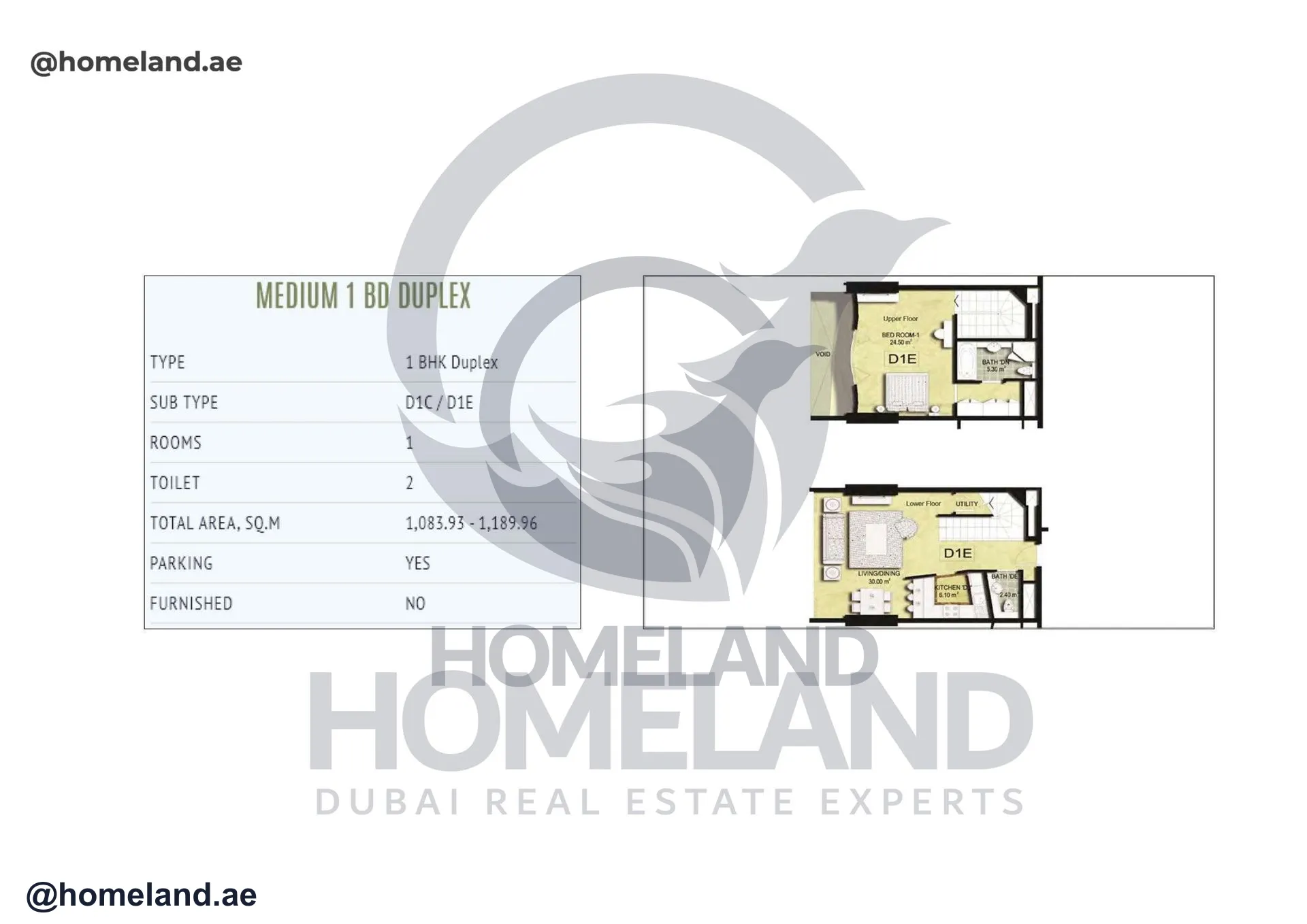 Sky Gardens, 1BR Duplex, Type D1C-D1E, 1189 SQFT