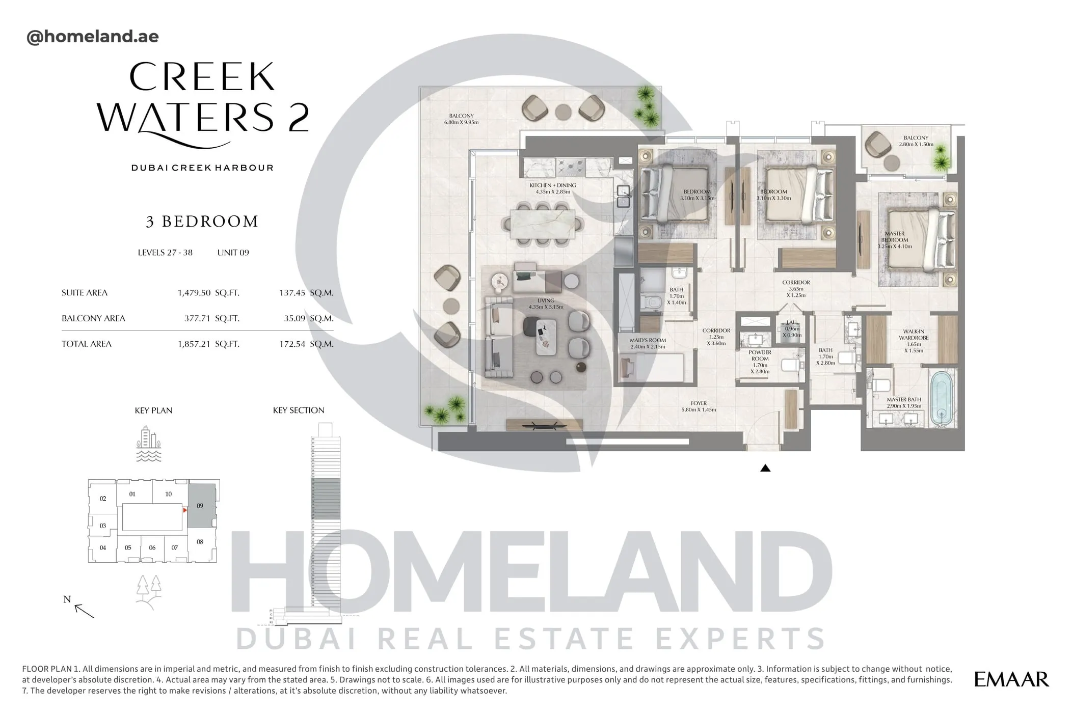 Creek Waters 2, 3BR, Levels 27-38, Unit 09, 1857 SQFT