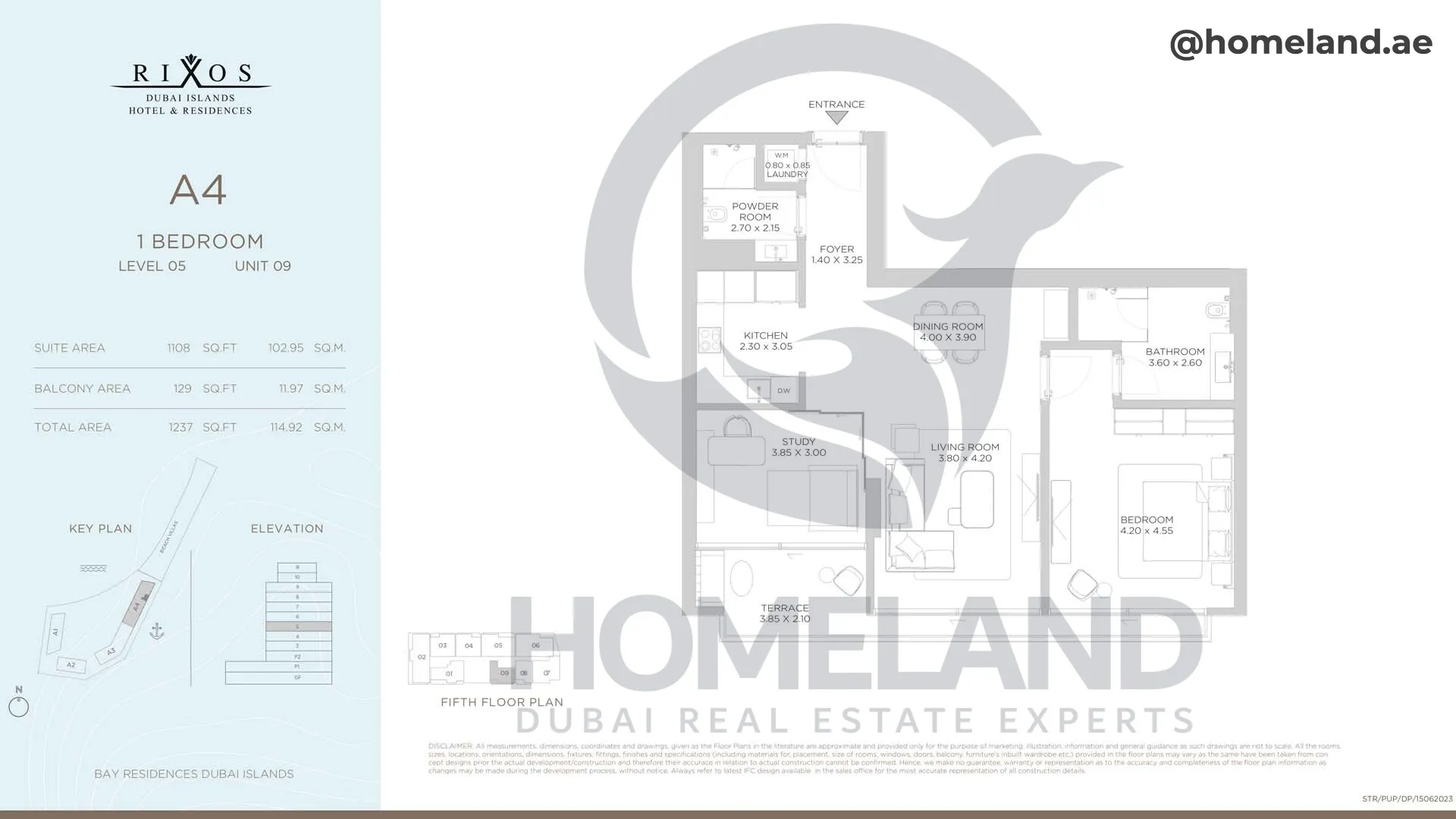 Rixos, A4, 1 BR, Level 5, Unit 09, 1237 SQFT