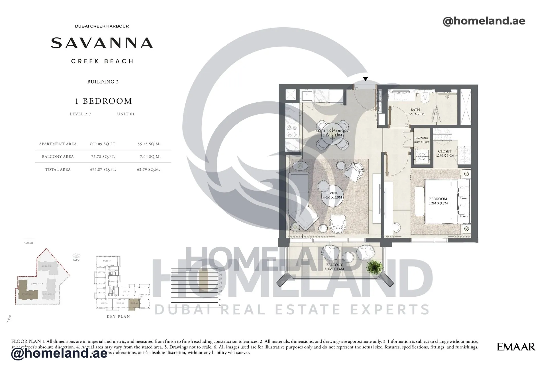 Savanna, Building 2, 1 BR, Level 2-7, Unit 01, 675 SQFT