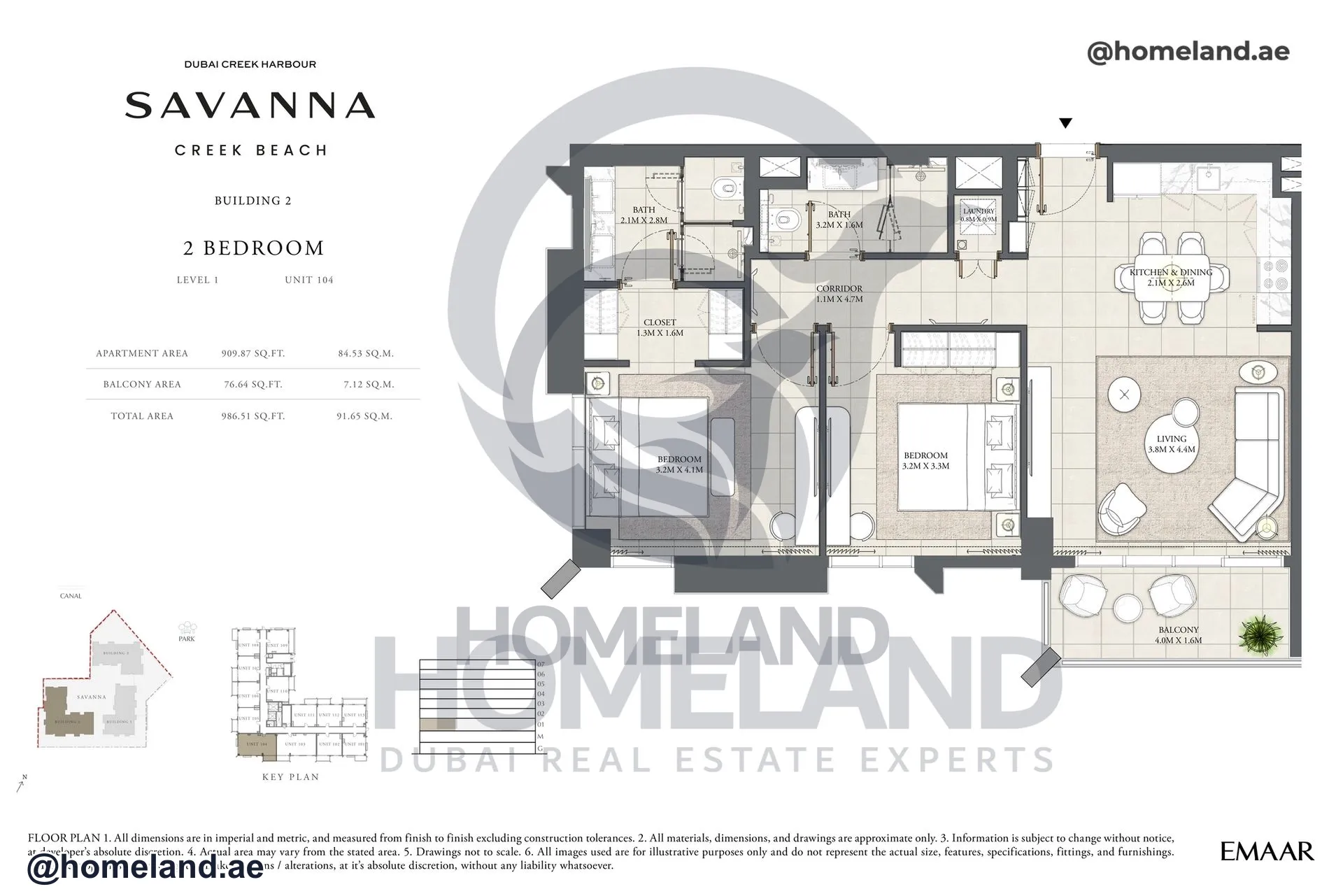 Savanna, Building 2, 2 BR, Level 1, Unit 104, 986 SQFT