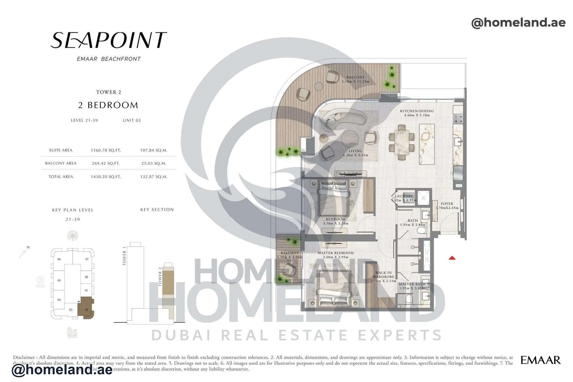 Seapoint Tower 2, 2 BR, Level 21-39, Unit 02, 1430 SQFT
