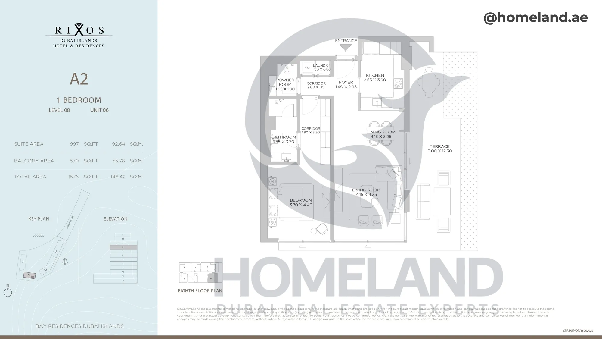 Rixos, A2, 1 BR, Level 8, Unit 06, 1576 SQFT
