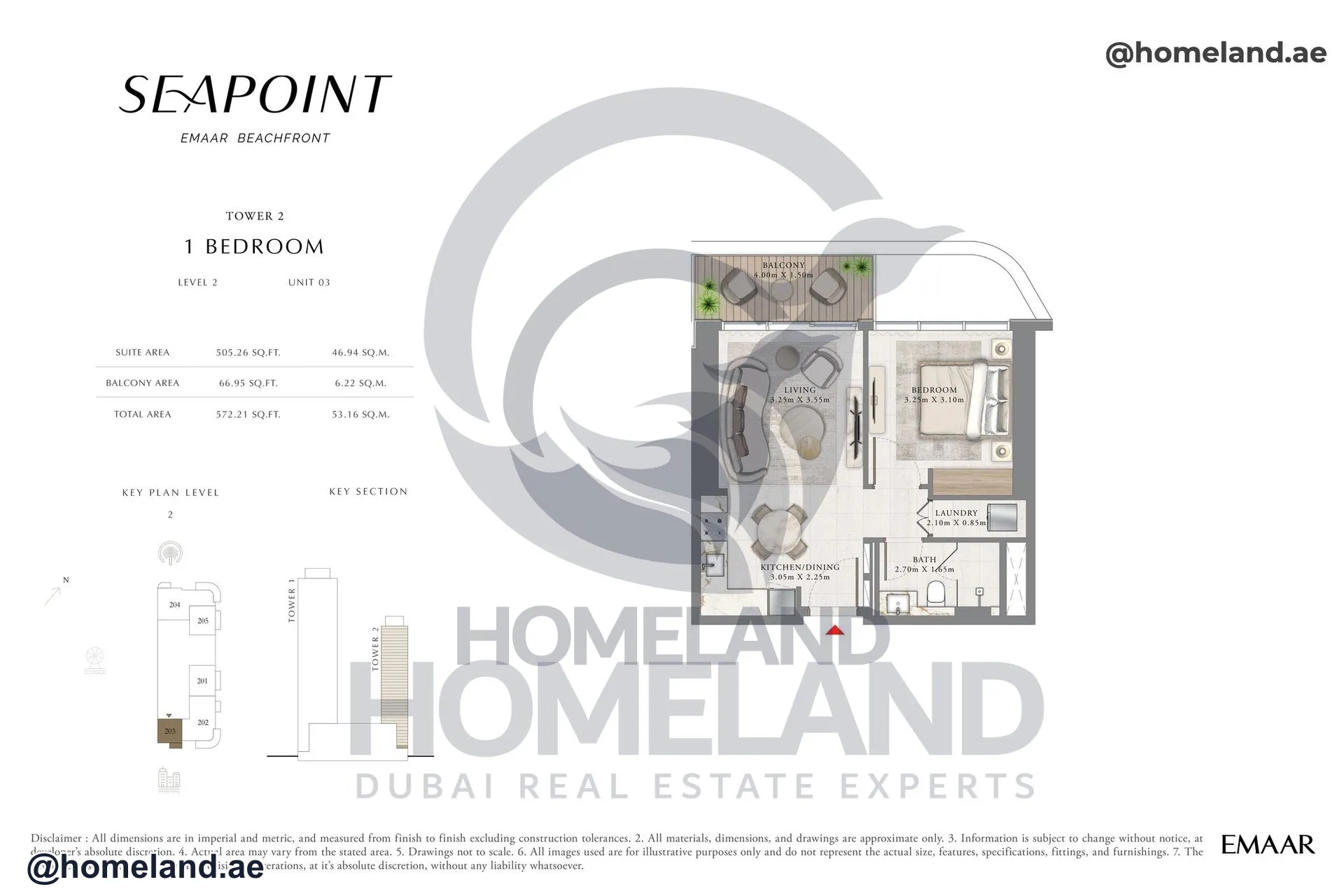 Seapoint Tower 2, 1 BR, Level 2, Unit 03, 572 SQFT